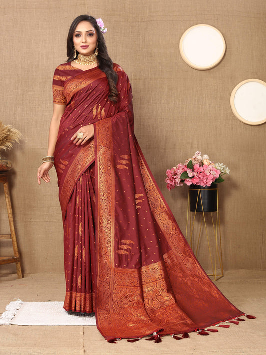 luxurious designer Women's Soft  silk saree with copper zari weawing design  and Rich Zari weawing silk saree