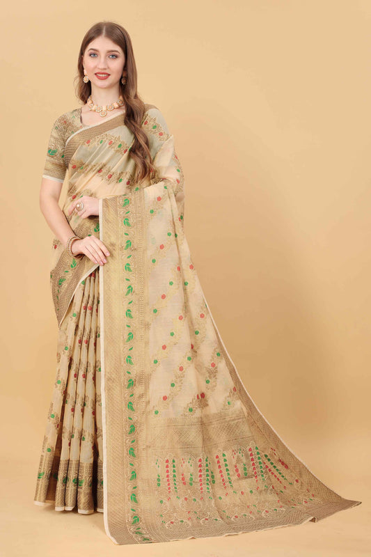 luxurious designer Women's Soft cotton  saree with zari  weawing design  and Rich Zari weawing silk saree