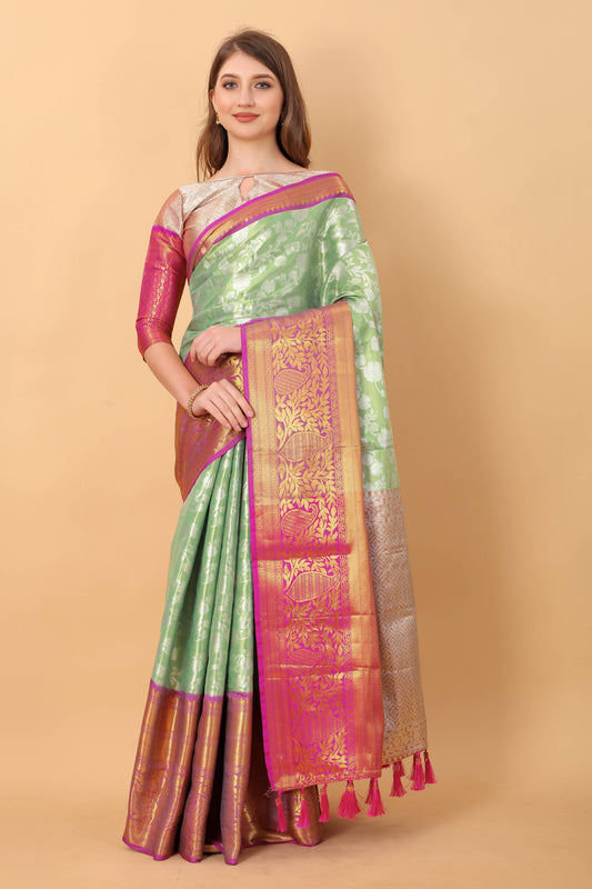 luxurious designer Women's Soft  Kanjivaram silk saree with zari weawing design  and Rich Zari silk saree