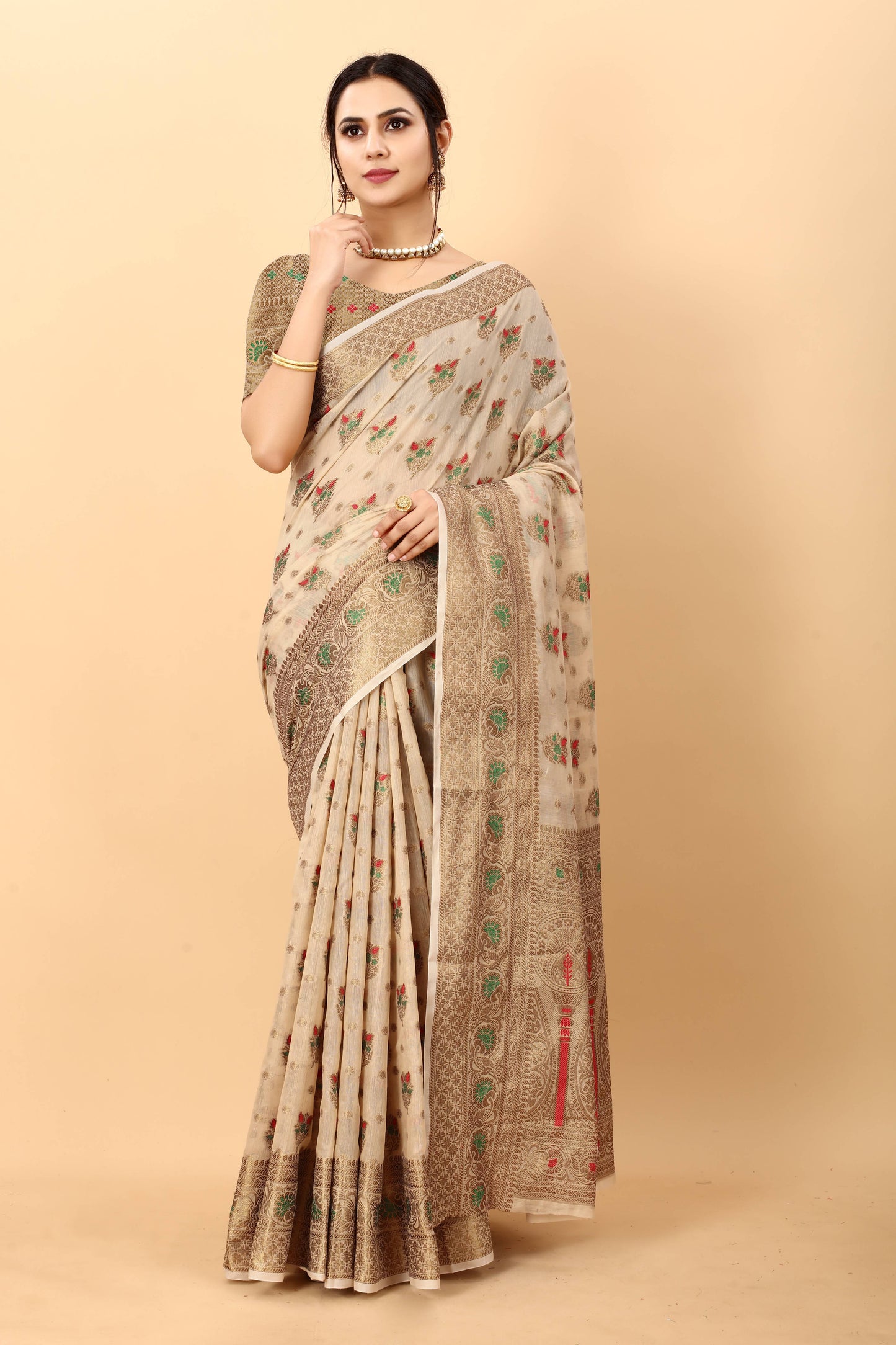 luxurious designer Women's Soft cotton  saree with zari  weawing design silk saree