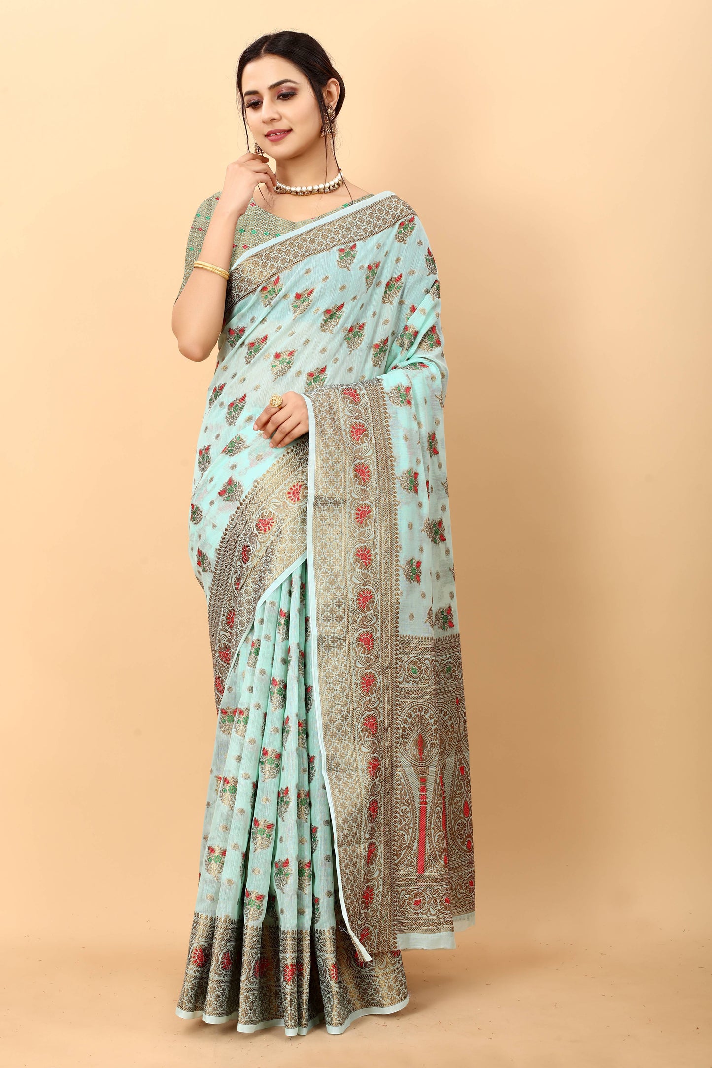 luxurious designer Women's Soft cotton  saree with zari  weawing design silk saree