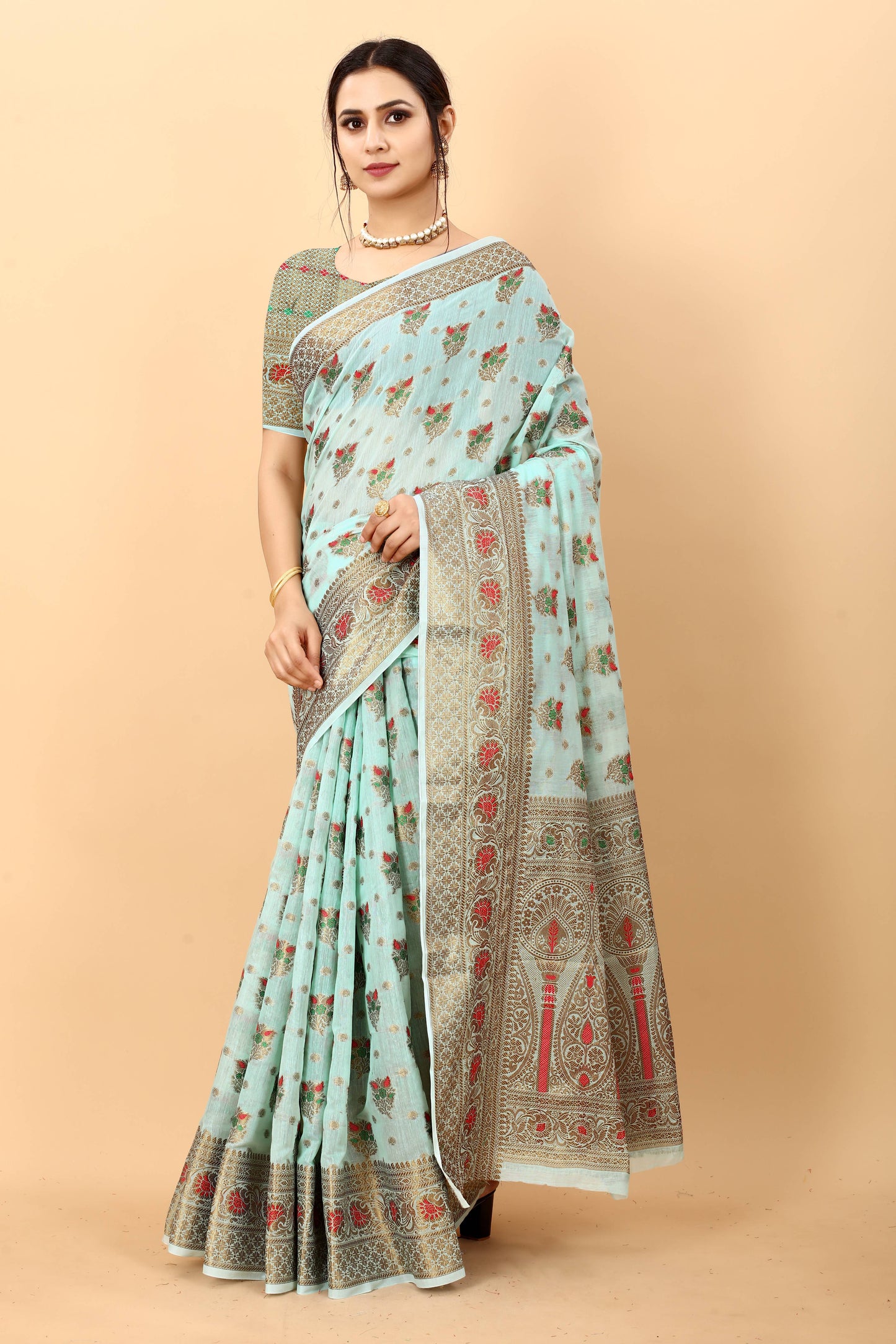 luxurious designer Women's Soft cotton  saree with zari  weawing design silk saree