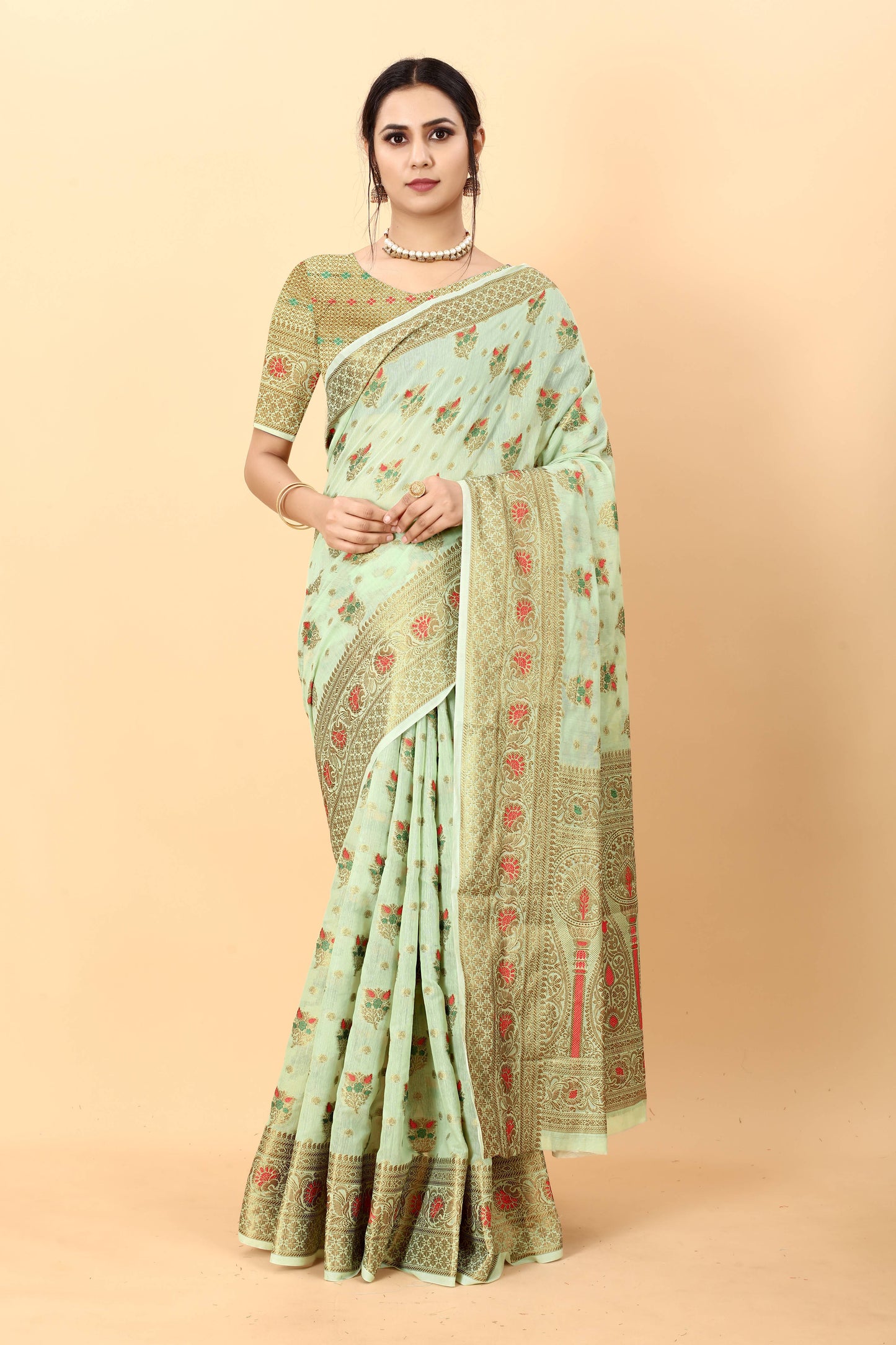 luxurious designer Women's Soft cotton  saree with zari  weawing design silk saree