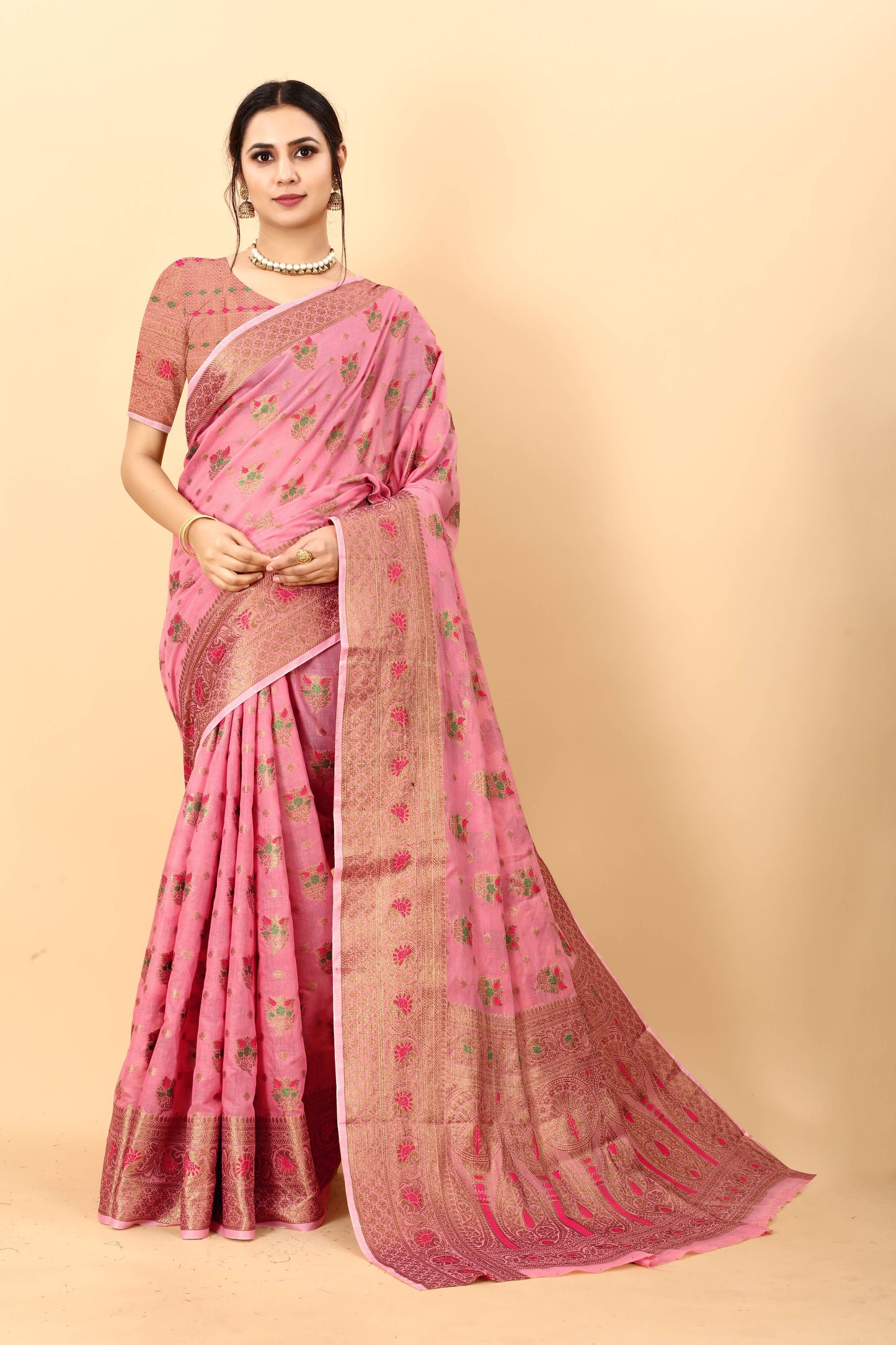 luxurious designer Women's Soft cotton  saree with zari  weawing design silk saree