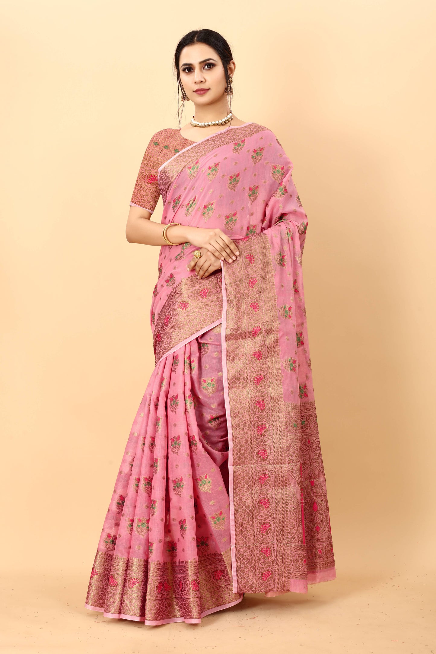 luxurious designer Women's Soft cotton  saree with zari  weawing design silk saree