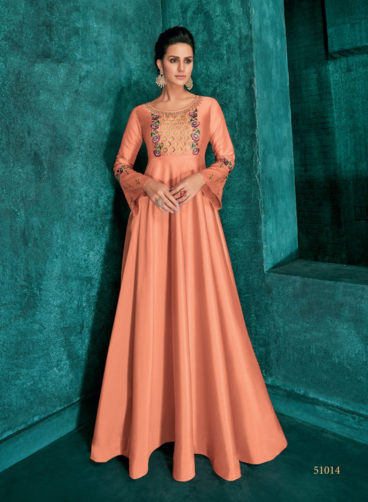 zeekha designer premium quality gown for beautiful Girls And women (orange)