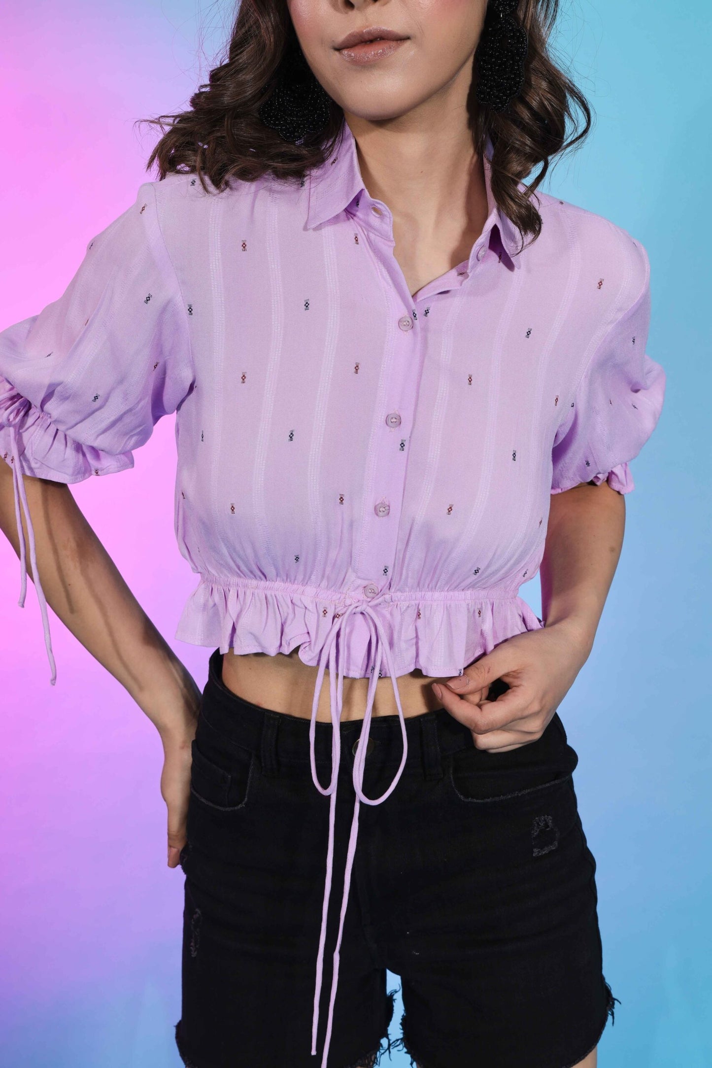 Trendy Lavender Color Fashionable Self Design Top