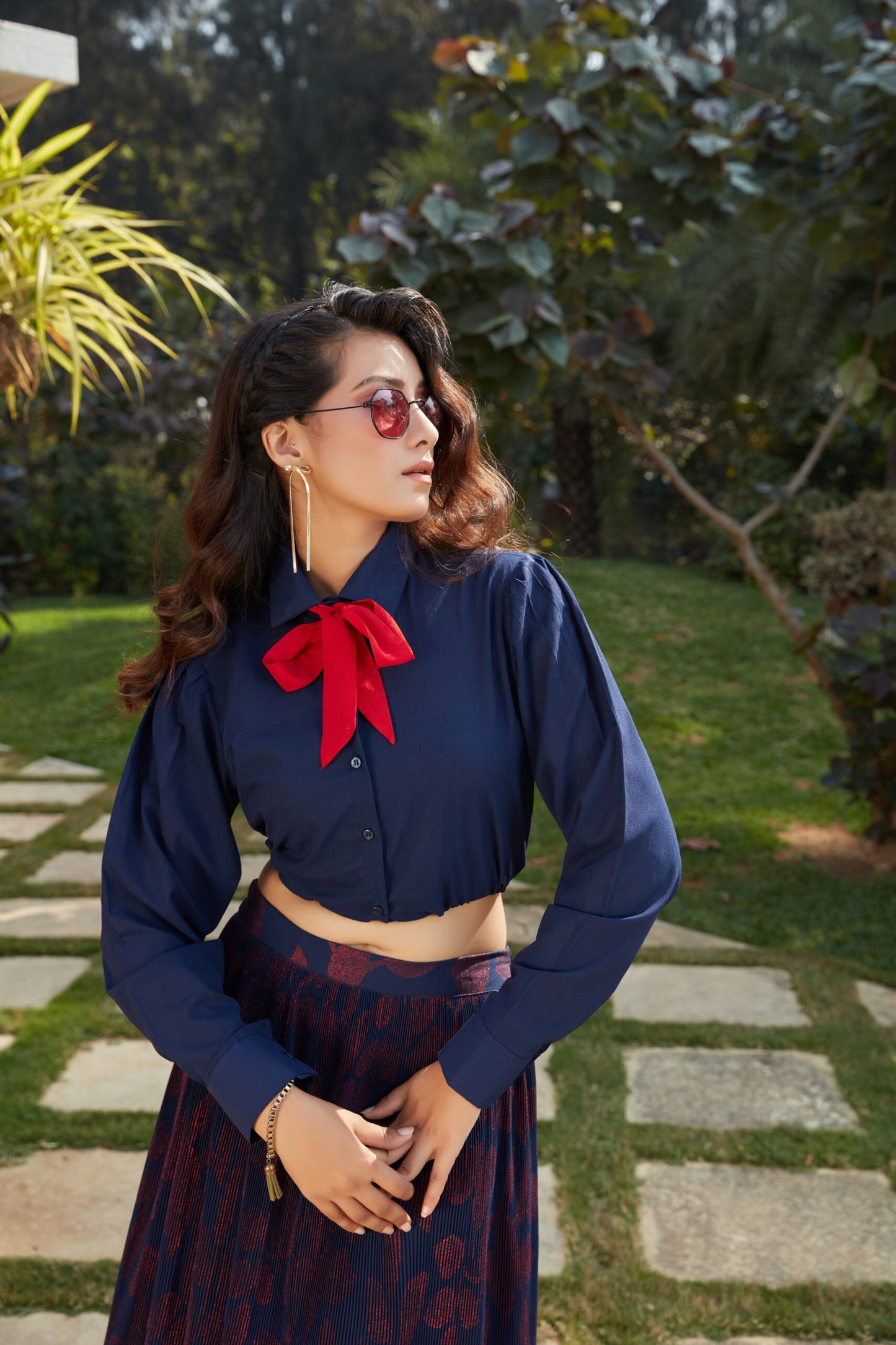 Exclusive Navy Blue Designer Beautiful Crop-Top Collection