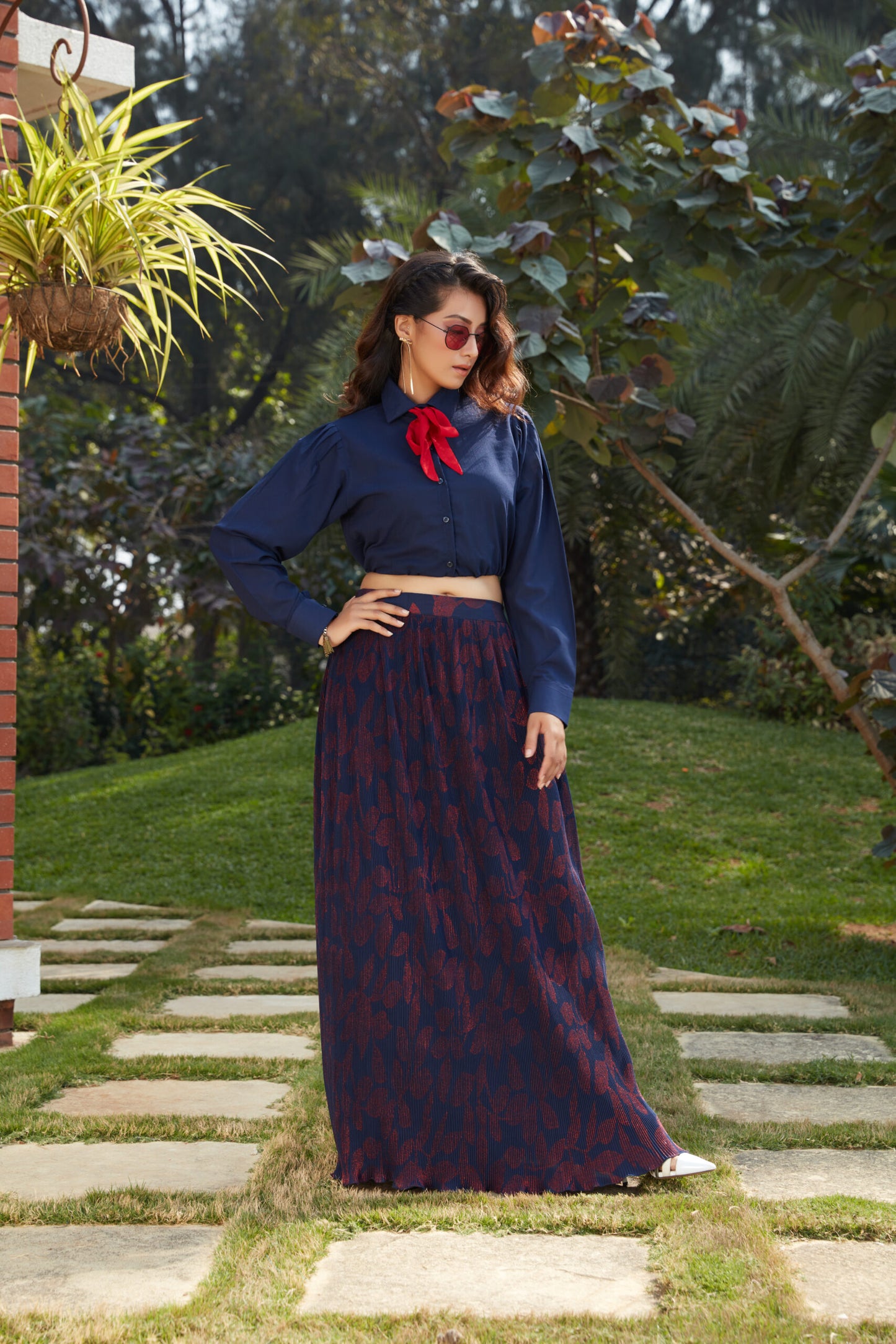 Exclusive Navy Blue Designer Beautiful Crop-Top Collection