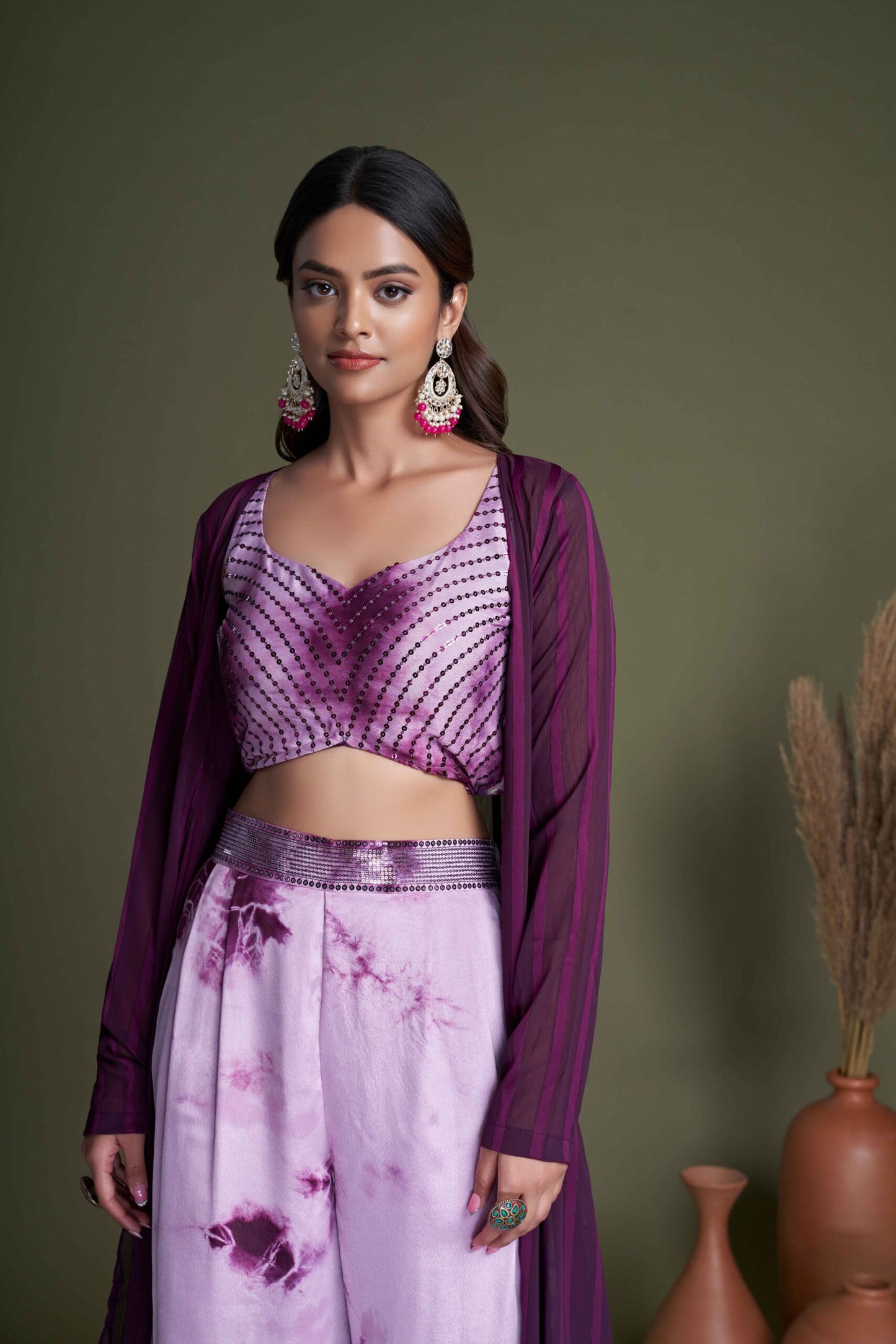 Purple Silk Traditional Indian Ethnic Koti Style Palazzo Collection