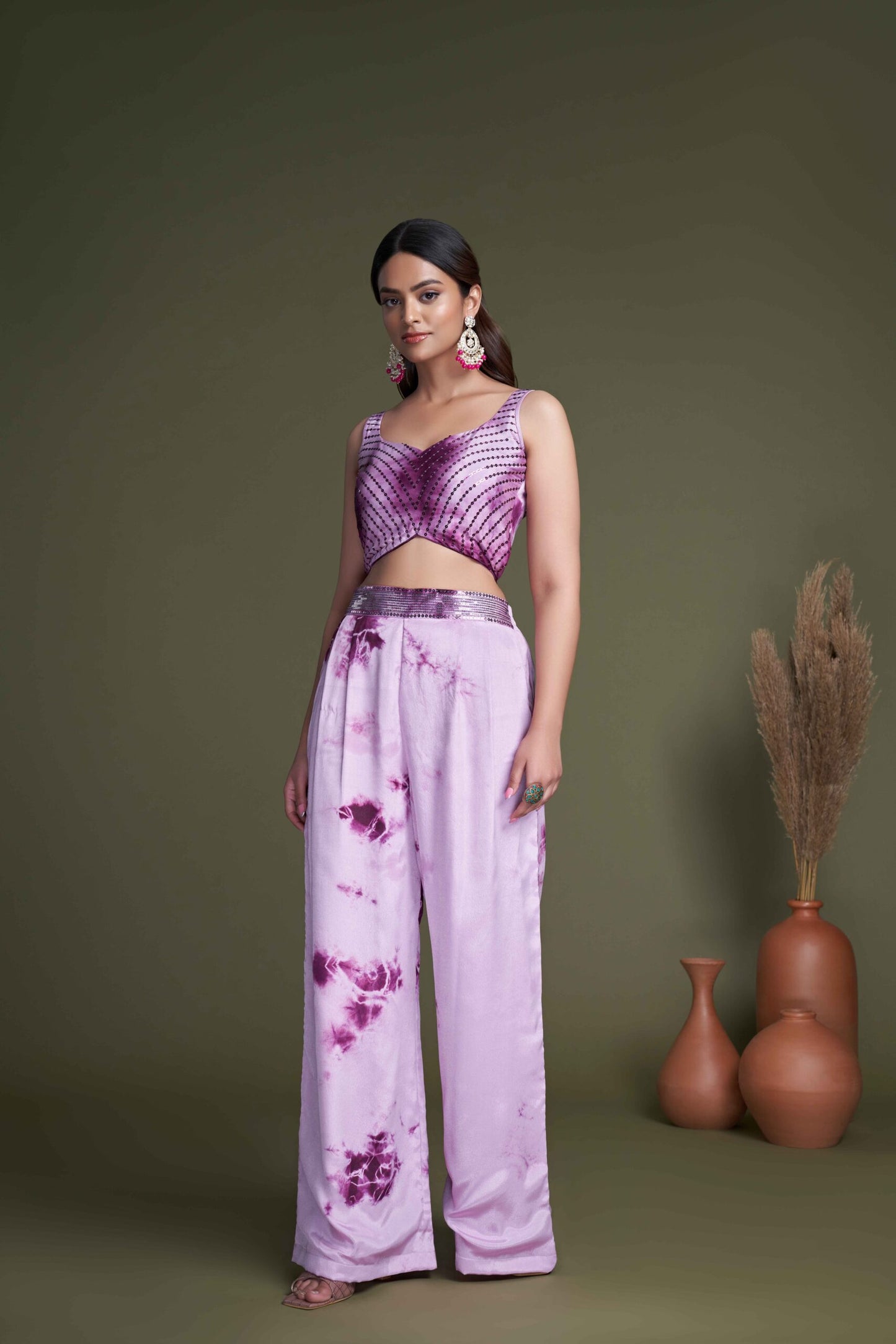 Purple Silk Traditional Indian Ethnic Koti Style Palazzo Collection