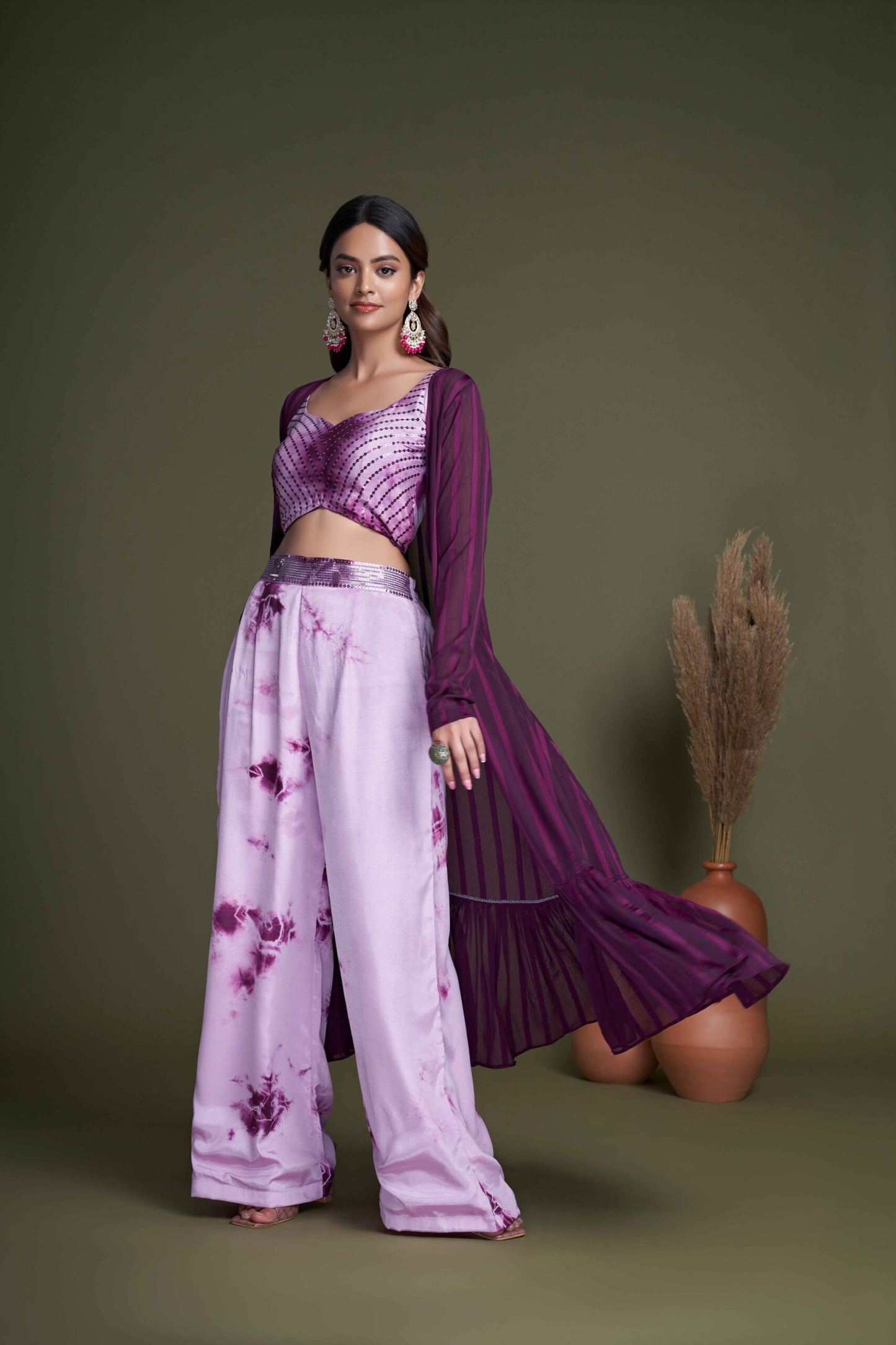 Purple Silk Traditional Indian Ethnic Koti Style Palazzo Collection