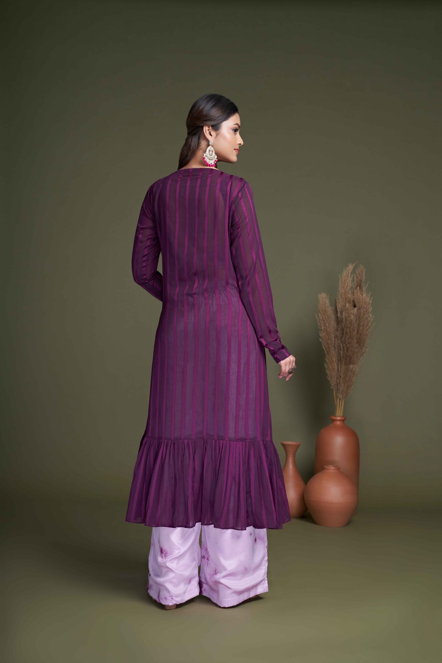 Purple Silk Traditional Indian Ethnic Koti Style Palazzo Collection