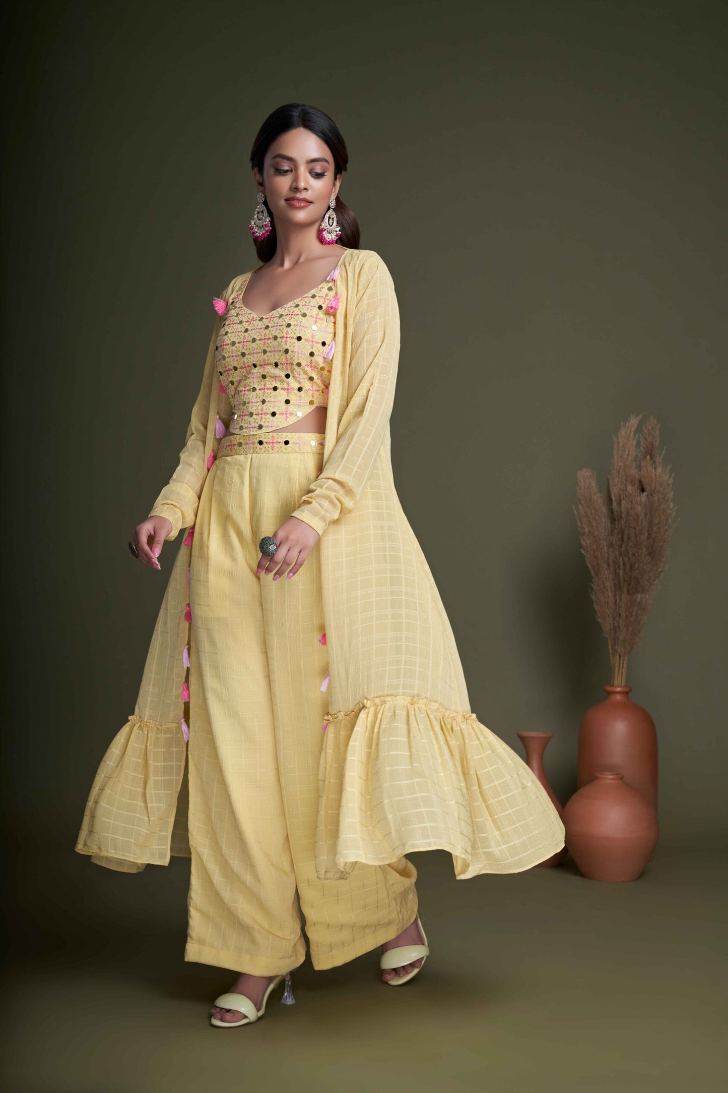 Yellow Contemporary Designer Koti Style Palazzo Collection