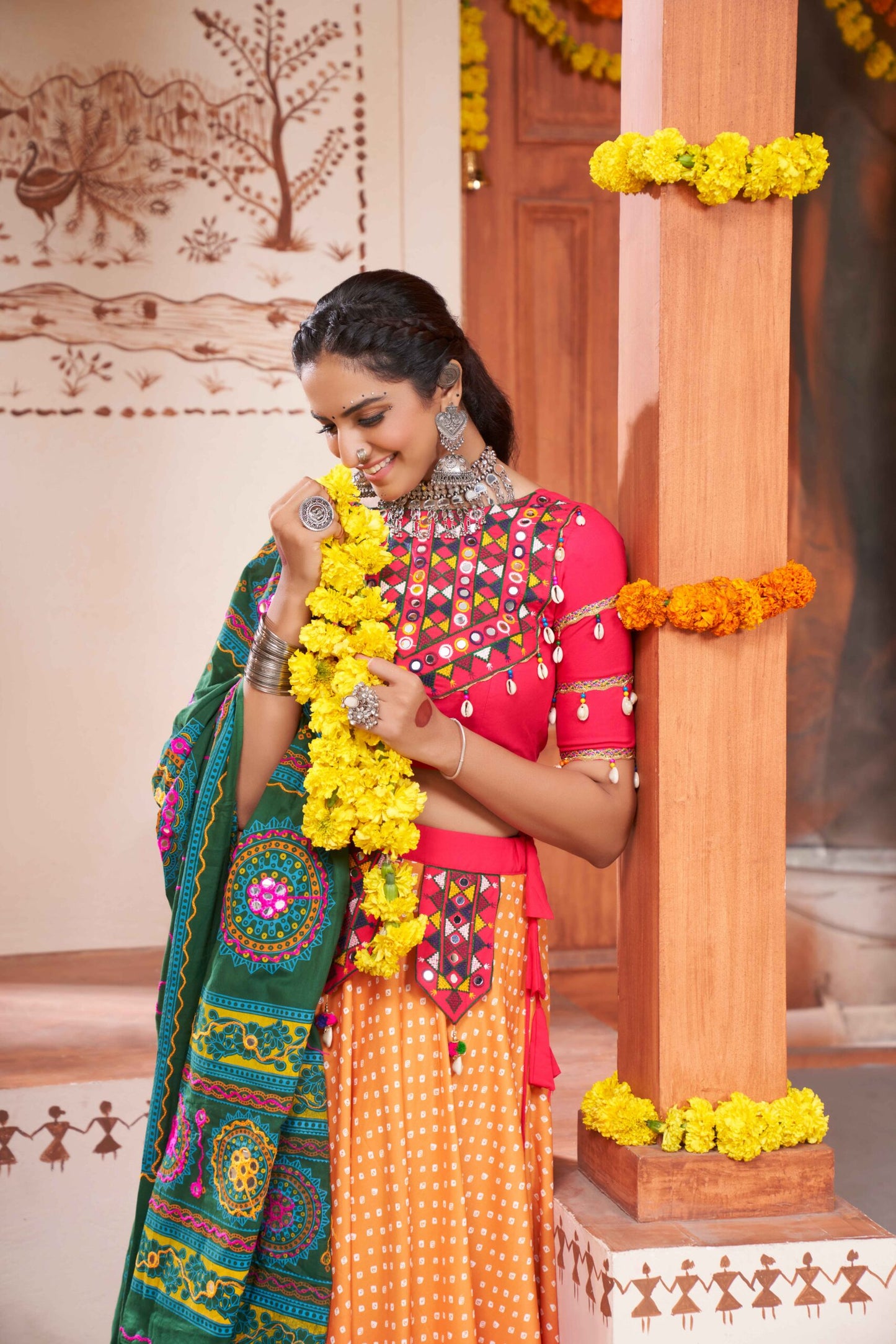 Yellow Printed Embroiderered Designer Chaniya Choli-SSBIKLL01