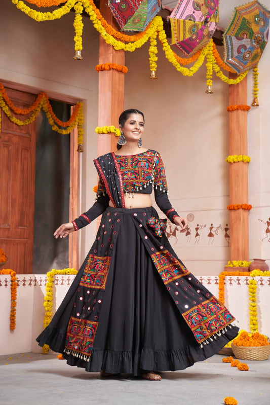 Black Exclusive Embroiered Work Fancy Chaniya Choli-SSBIKLL01