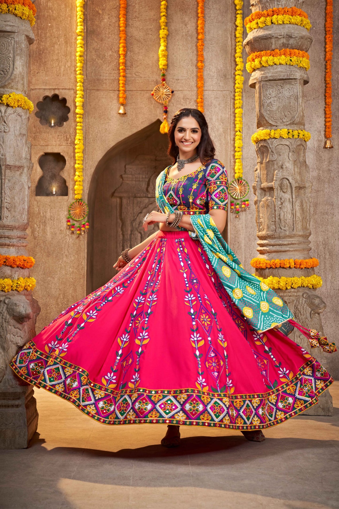 Deep Pink Exclusive Embroidered Work Navratri Chaniya Choli Collection-SSBIKLL01