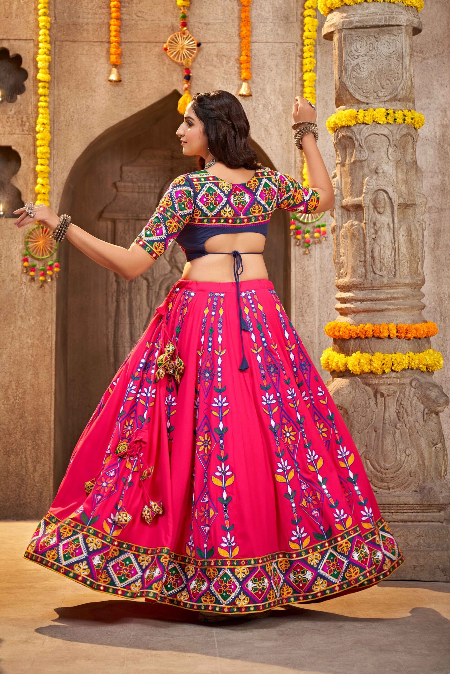 Deep Pink Exclusive Embroidered Work Navratri Chaniya Choli Collection-SSBIKLL01