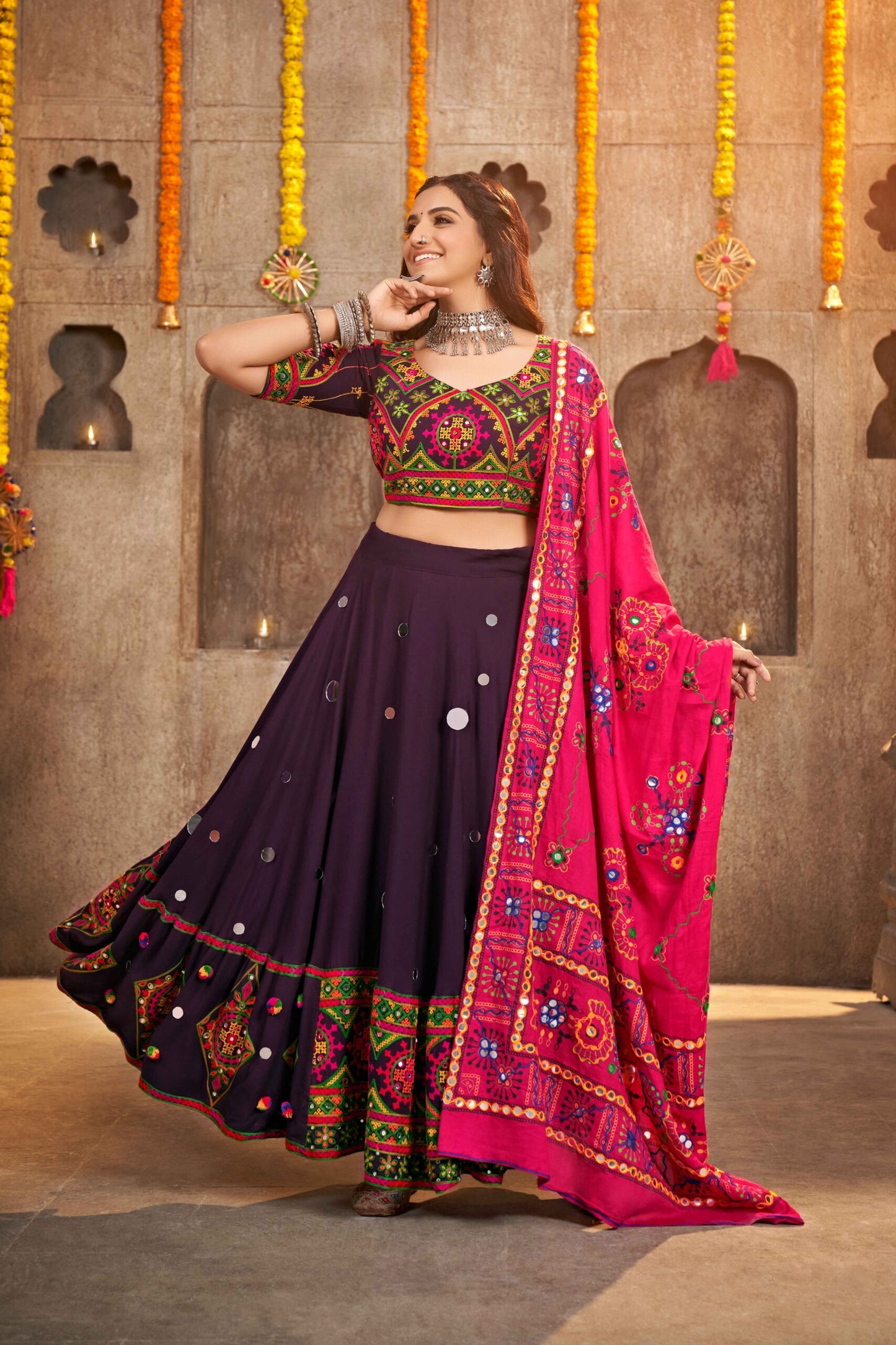 Best Exclusive Embroidered With Mirror Work Navratri Chaniya Choli-SSBIKLL01