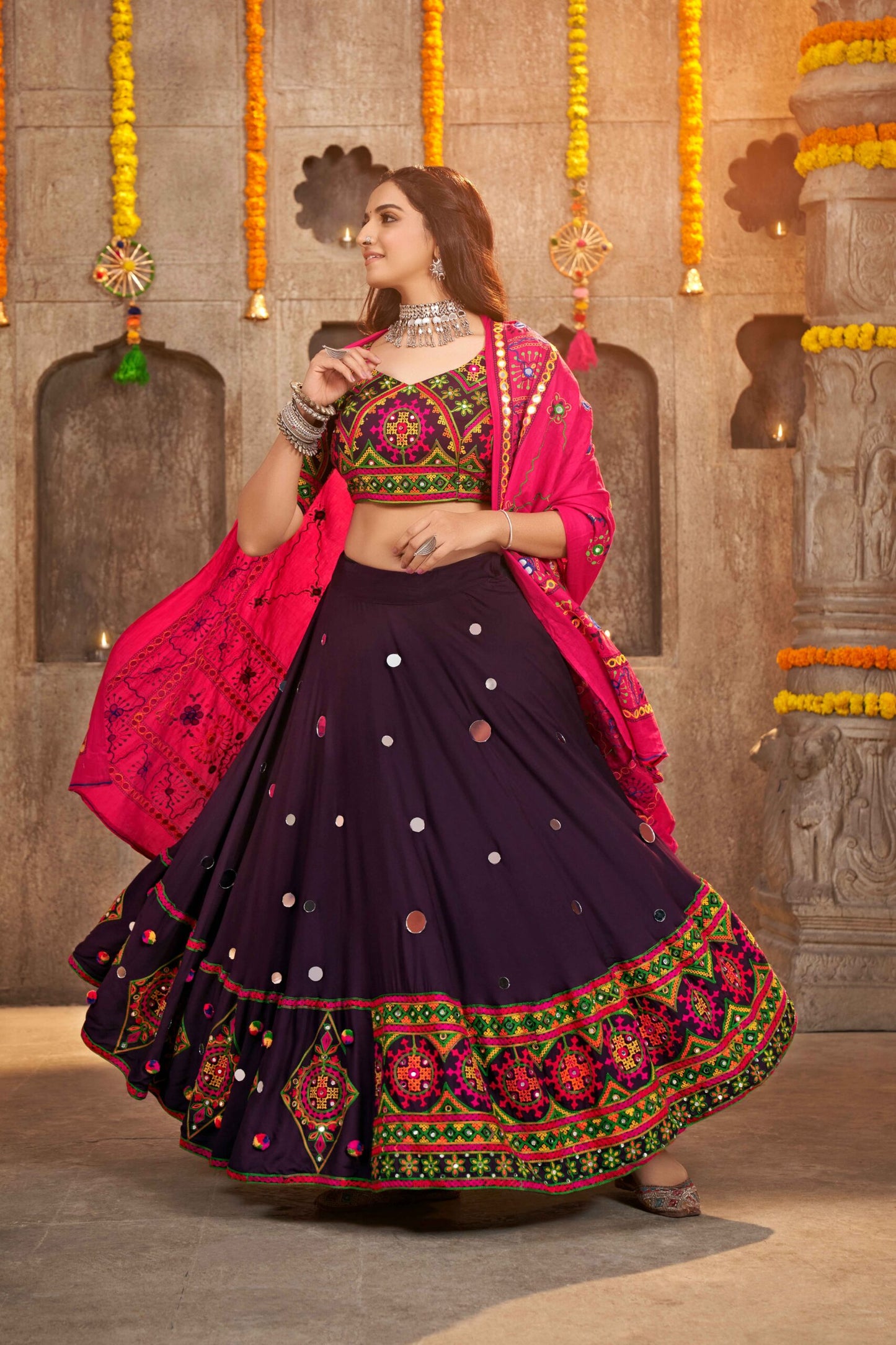 Best Exclusive Embroidered With Mirror Work Navratri Chaniya Choli-SSBIKLL01