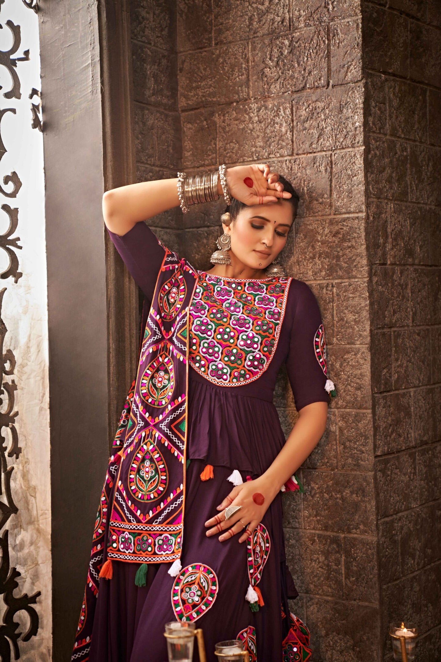 Purple Thread Embroidered Designer Traditonal Navratri Collection-SSBIKLL01