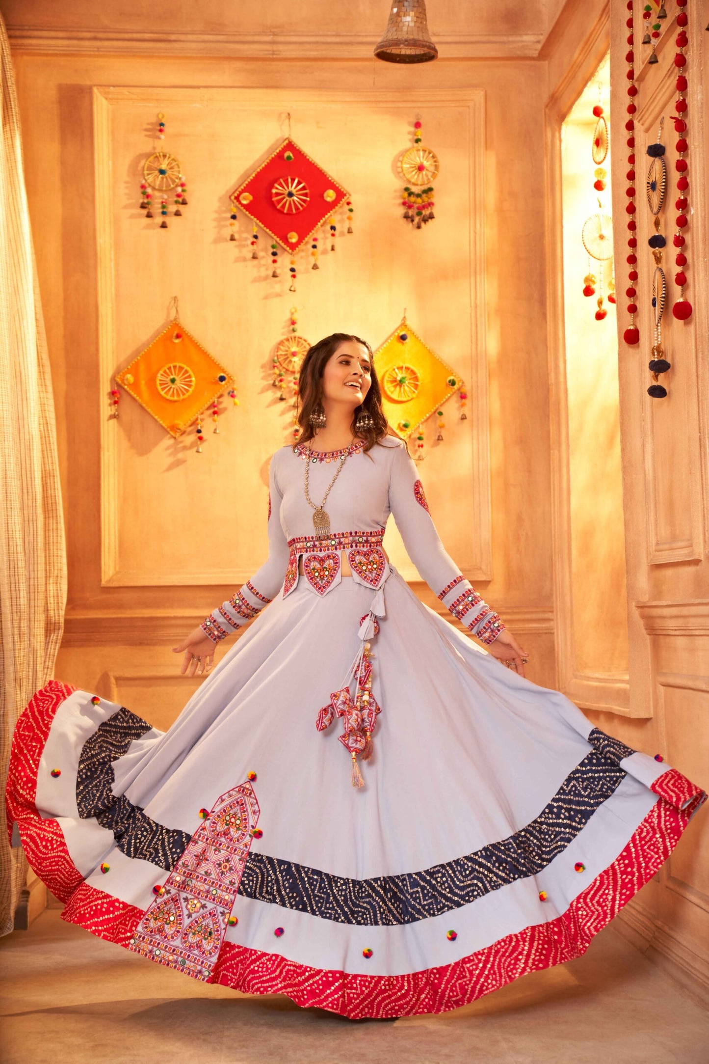 New Laterst Sky Chaniya Choli For Women Wear Navratri Collection-SSBIKLL01