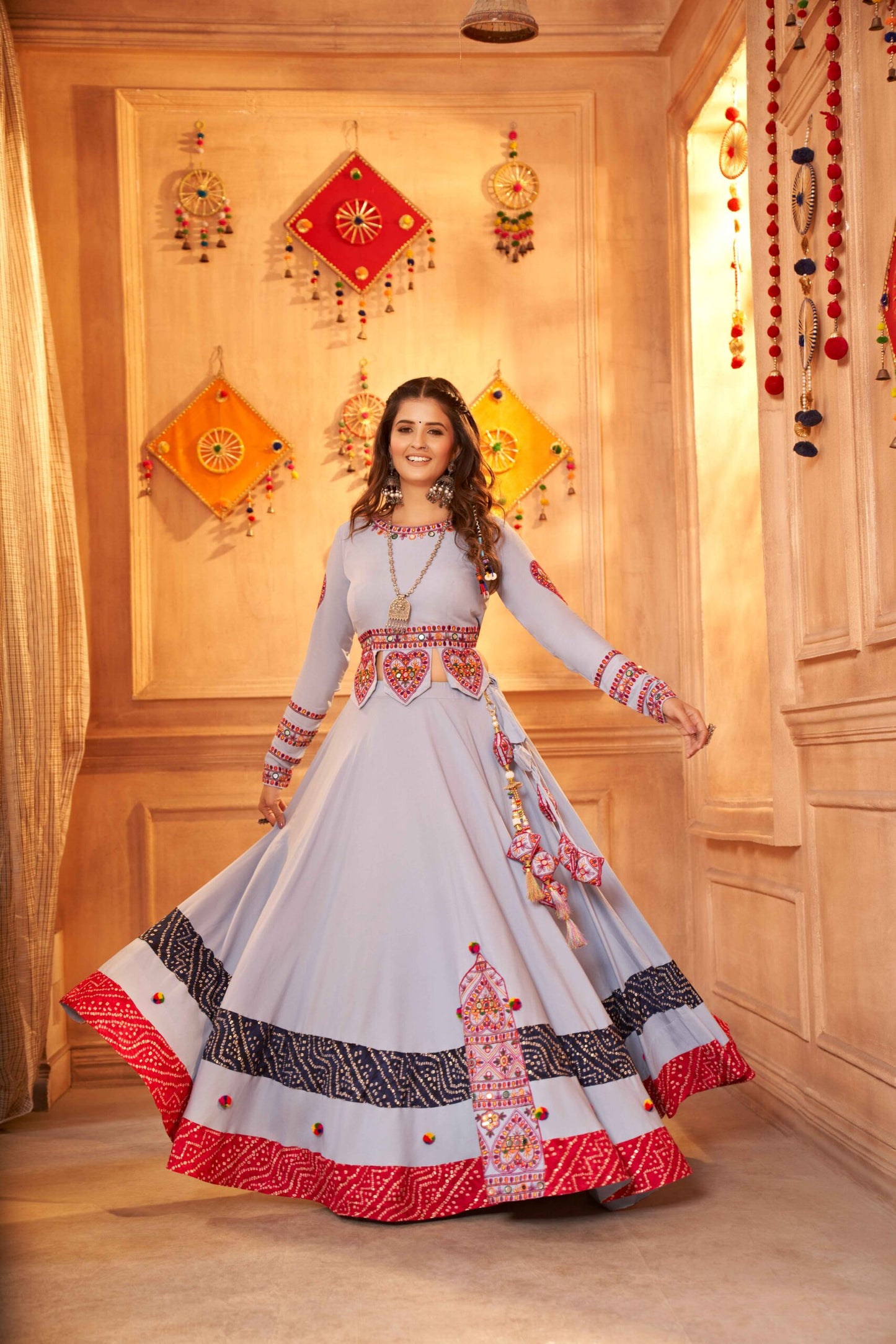 New Laterst Sky Chaniya Choli For Women Wear Navratri Collection-SSBIKLL01