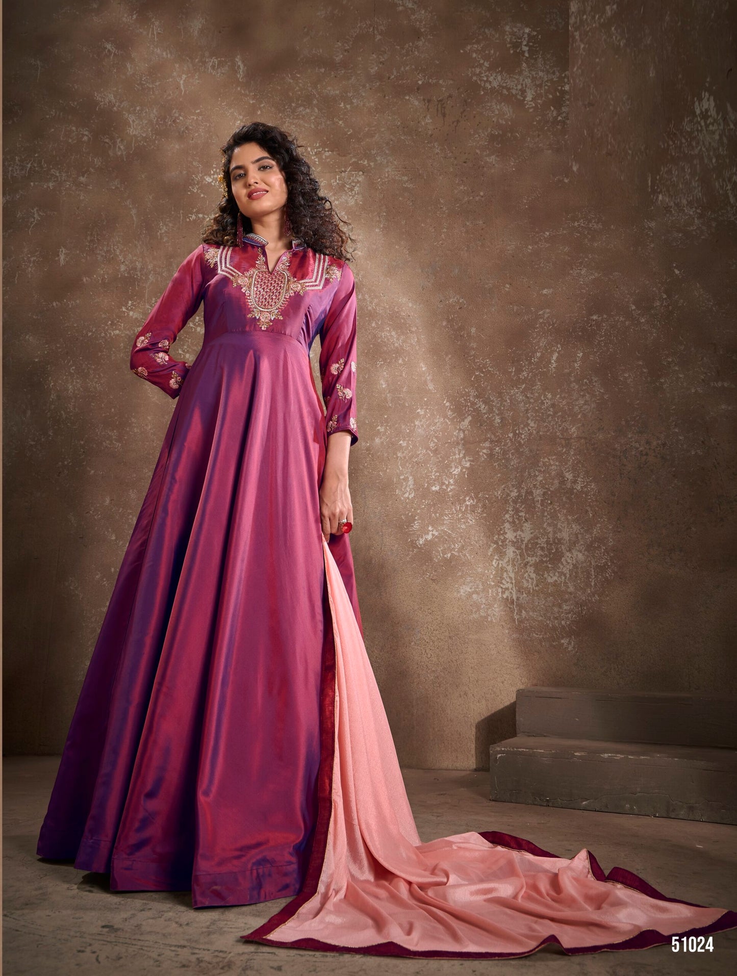 zeekha designer premium quality gown for womens (wine)