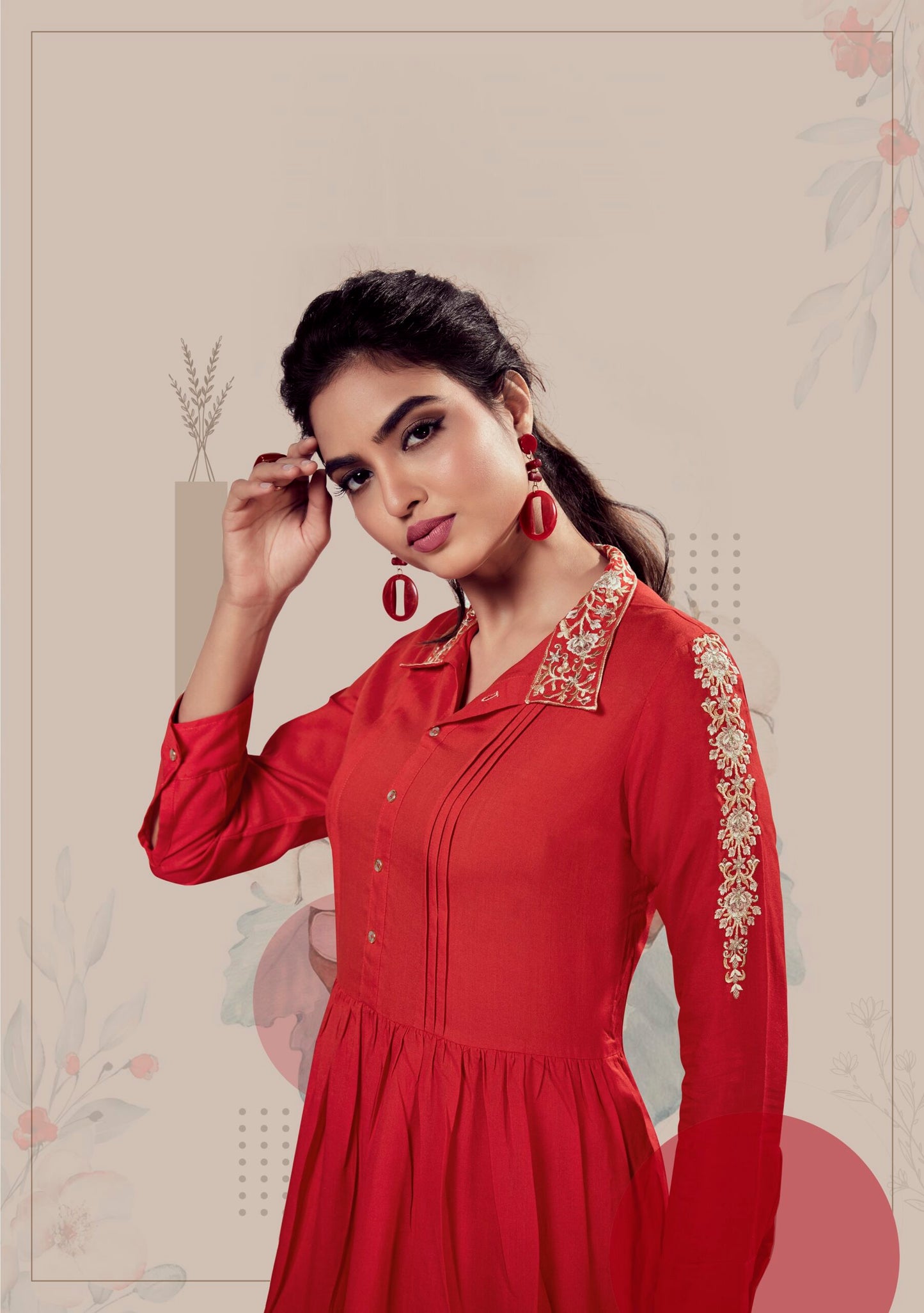 ZEEKHA Casual ready to wear Regular Wome Tunic Top (Red)