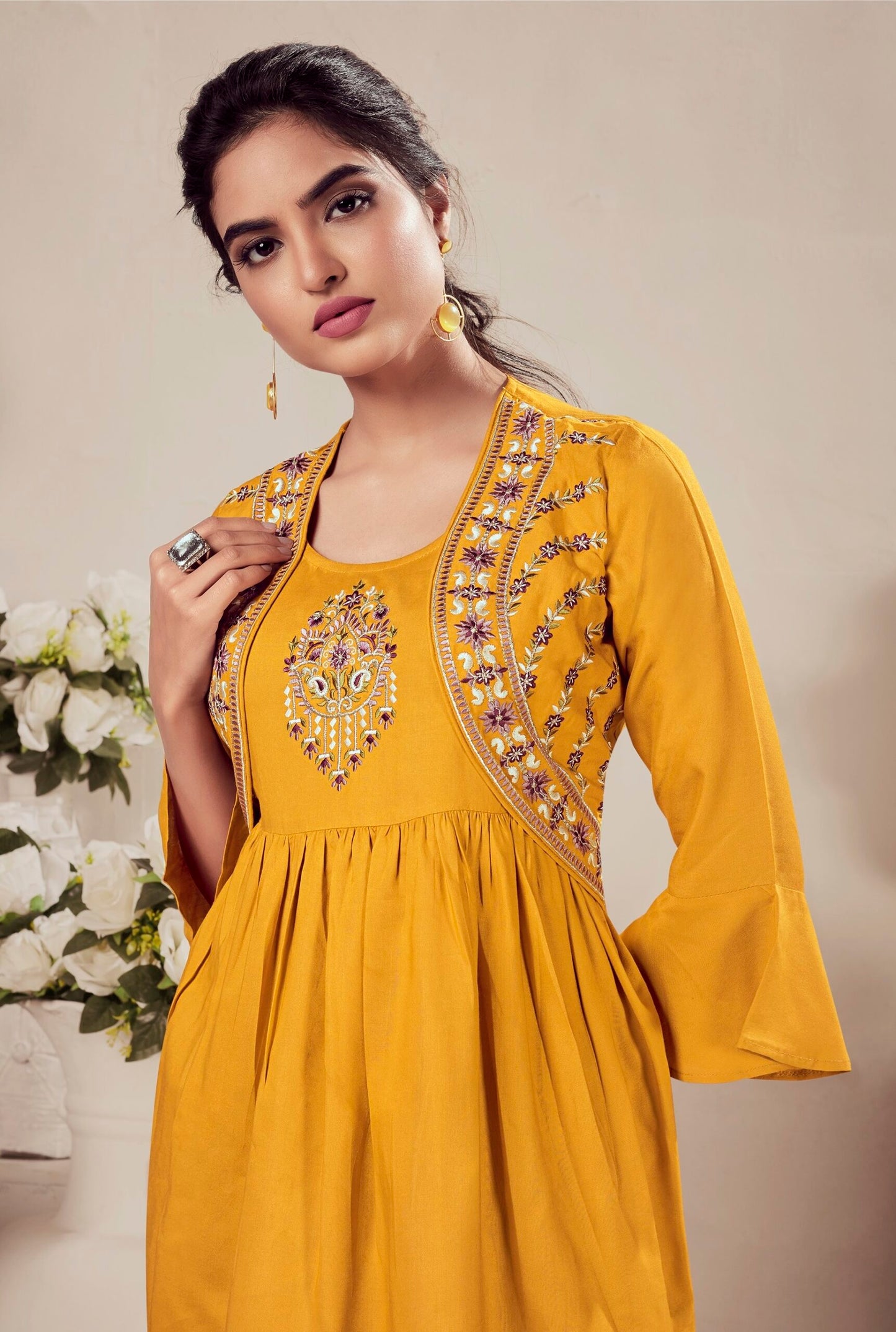 zeekha casual ready to wear regular wome tunic top (mustard)