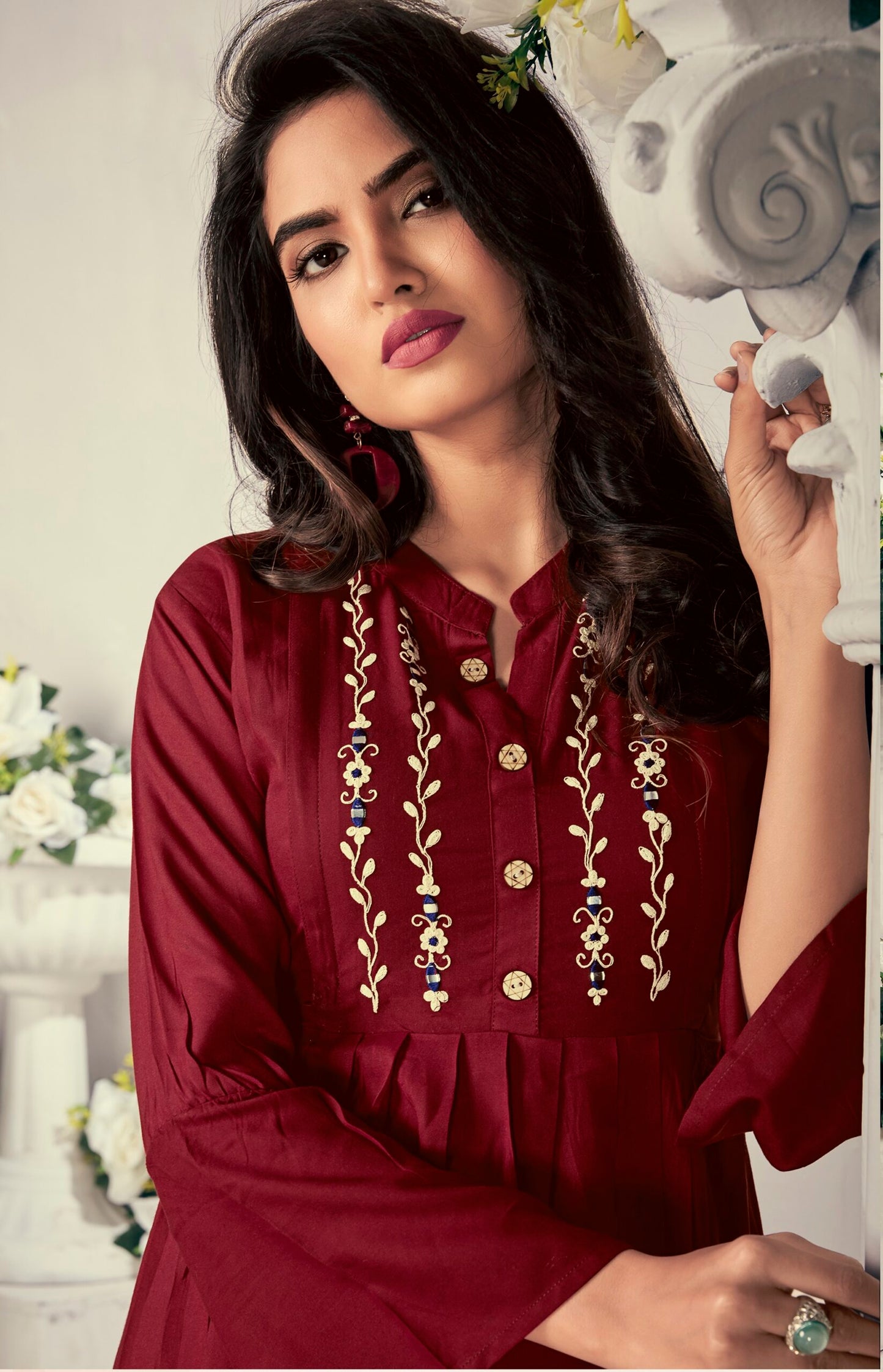 ZEEKHA  Flared Designer Kurti For beautiful Girls And women (Maroon)