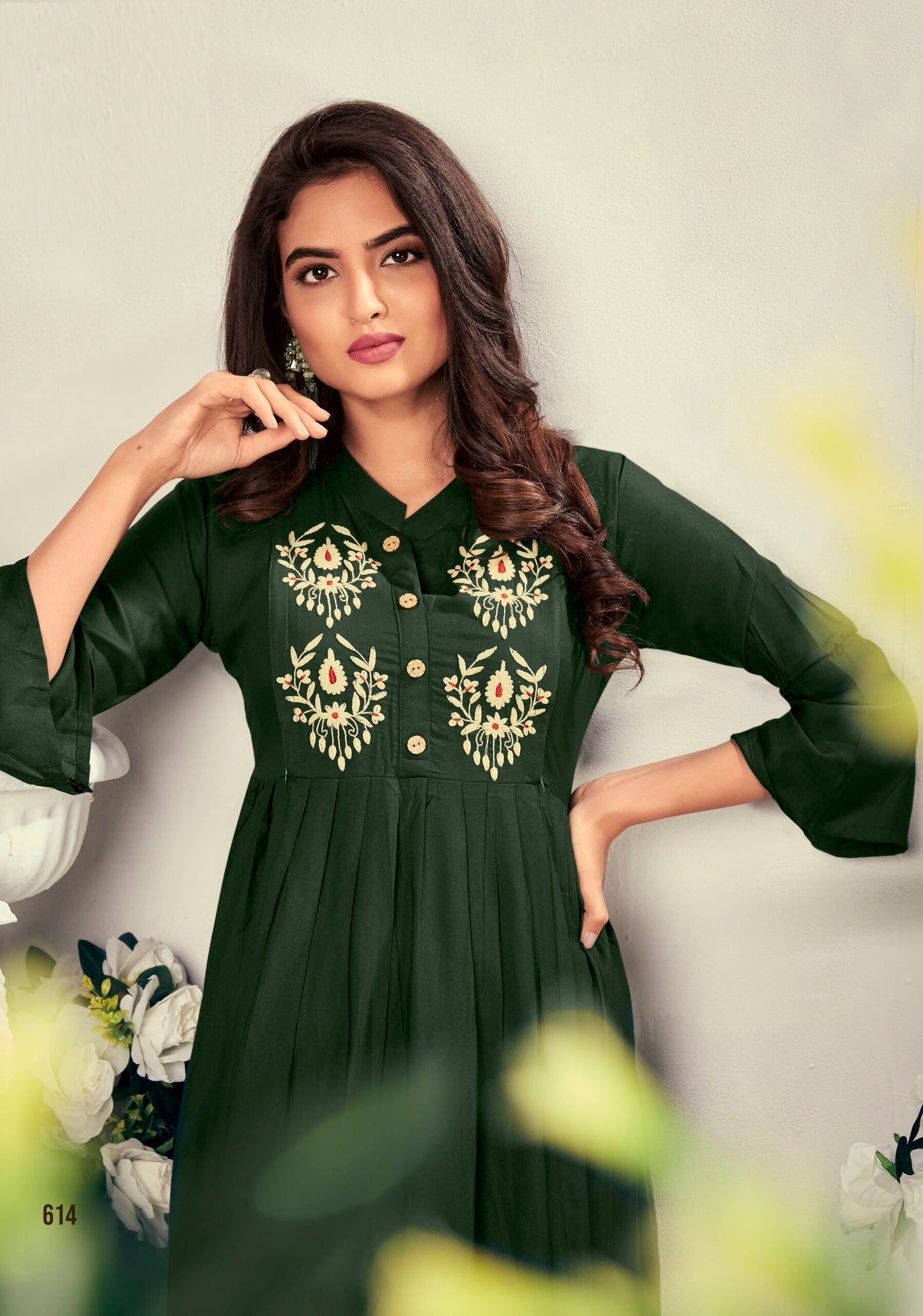 ZEEKHA  Flared Designer Kurti For beautiful Girls And women (Green)