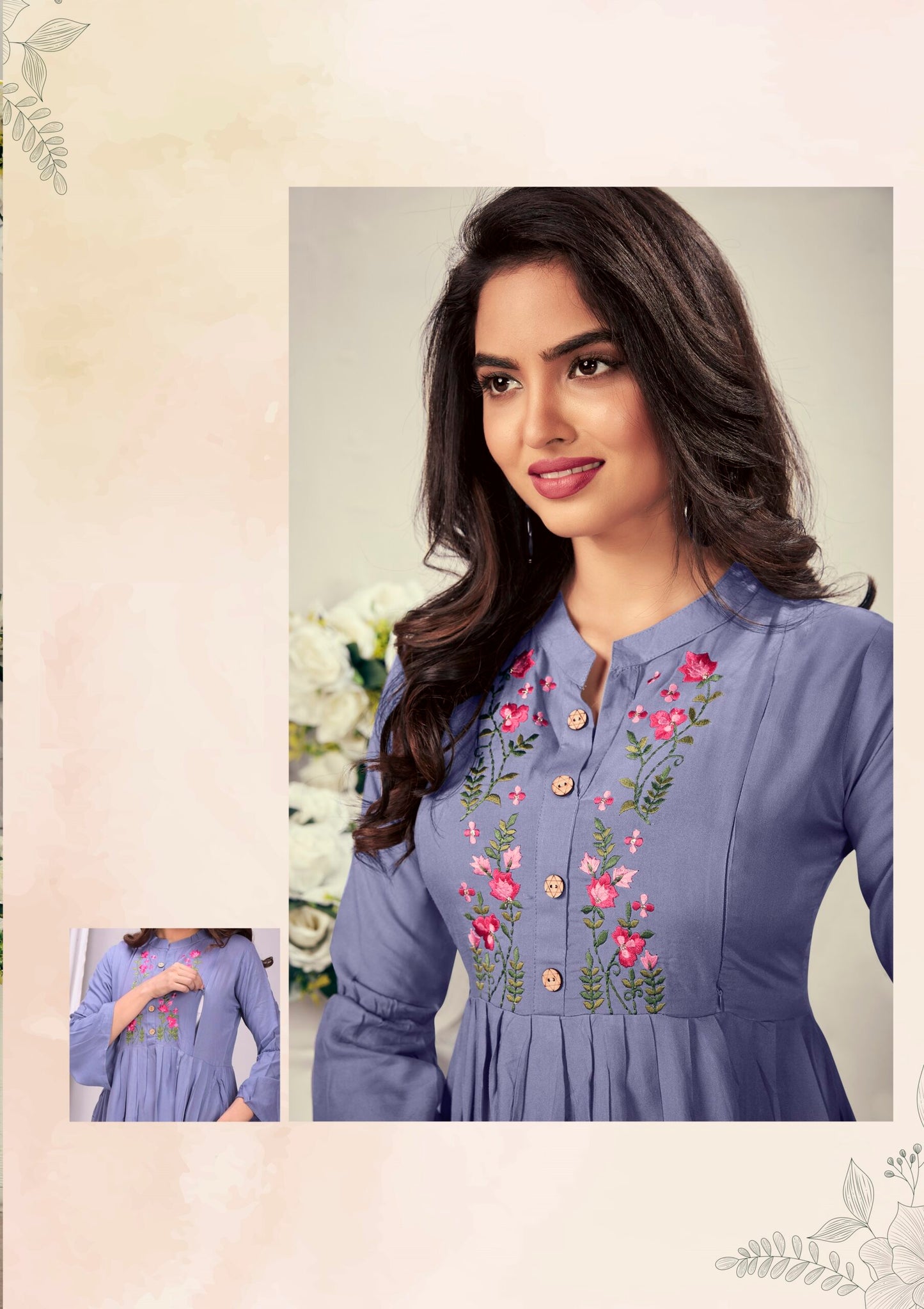 ZEEKHA  Flared Designer Kurti For beautiful Girls And women (Jambli)