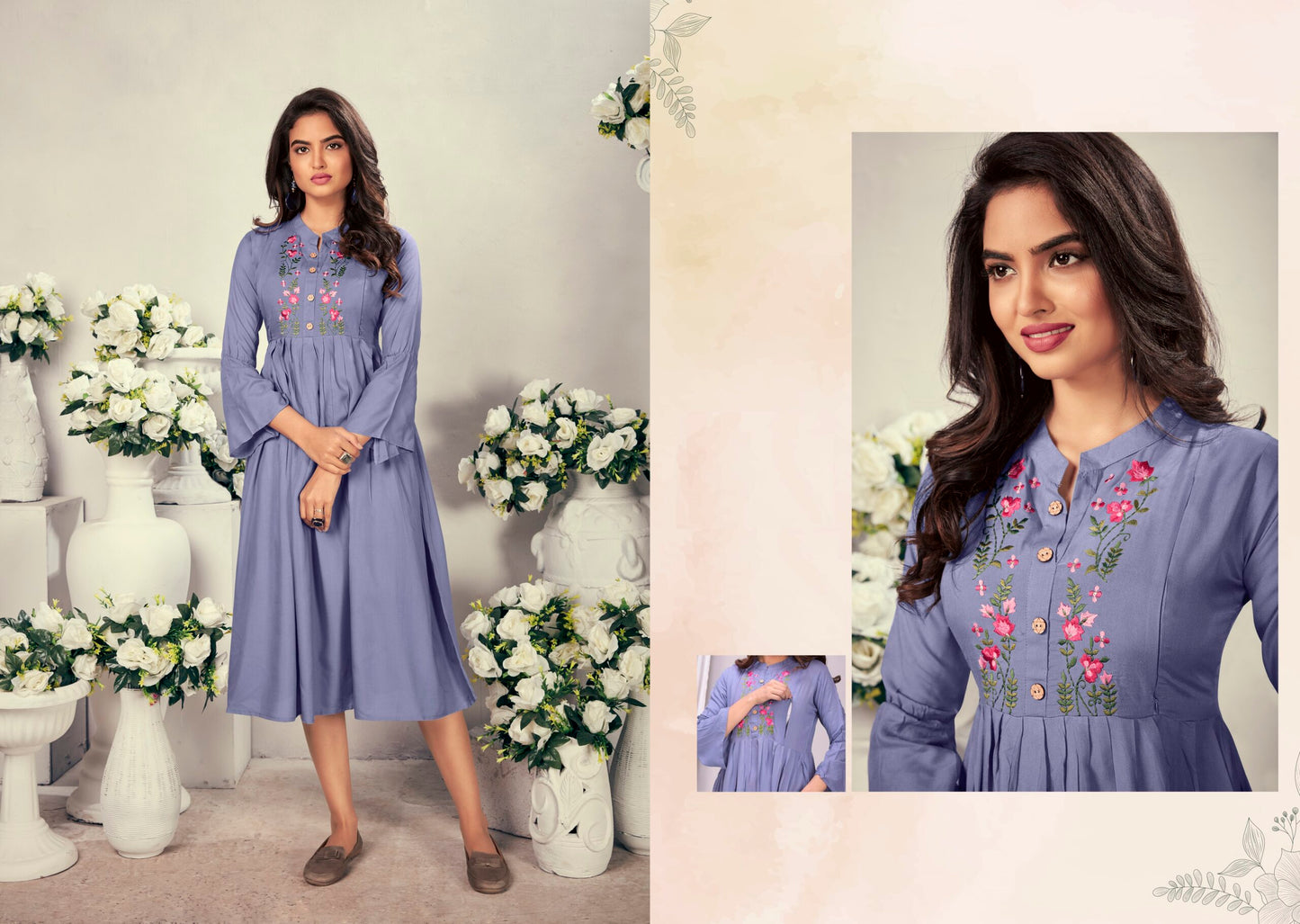 ZEEKHA  Flared Designer Kurti For beautiful Girls And women (Jambli)