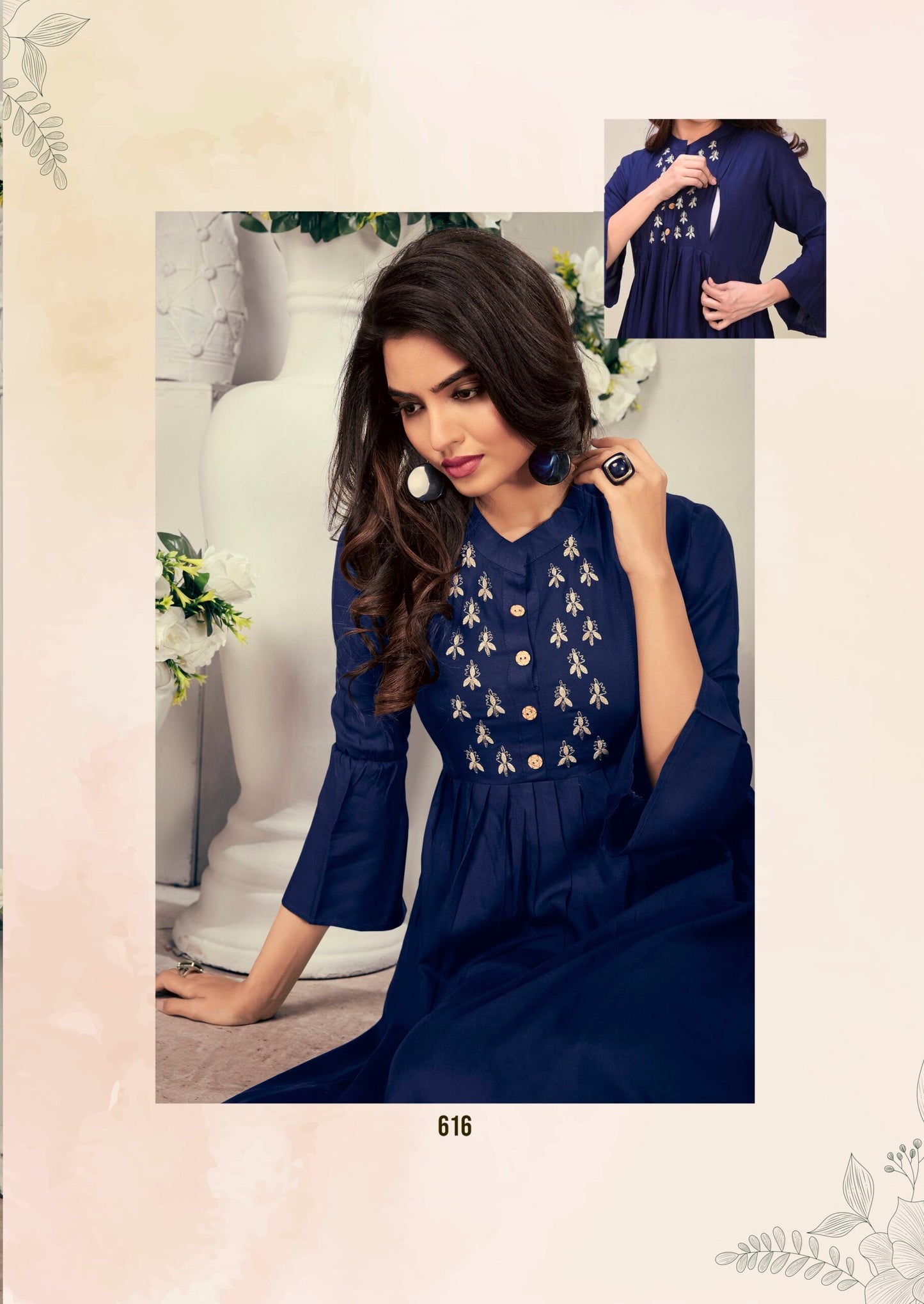 ZEEKHA  Flared Designer Kurti For beautiful Girls And women (Blue)