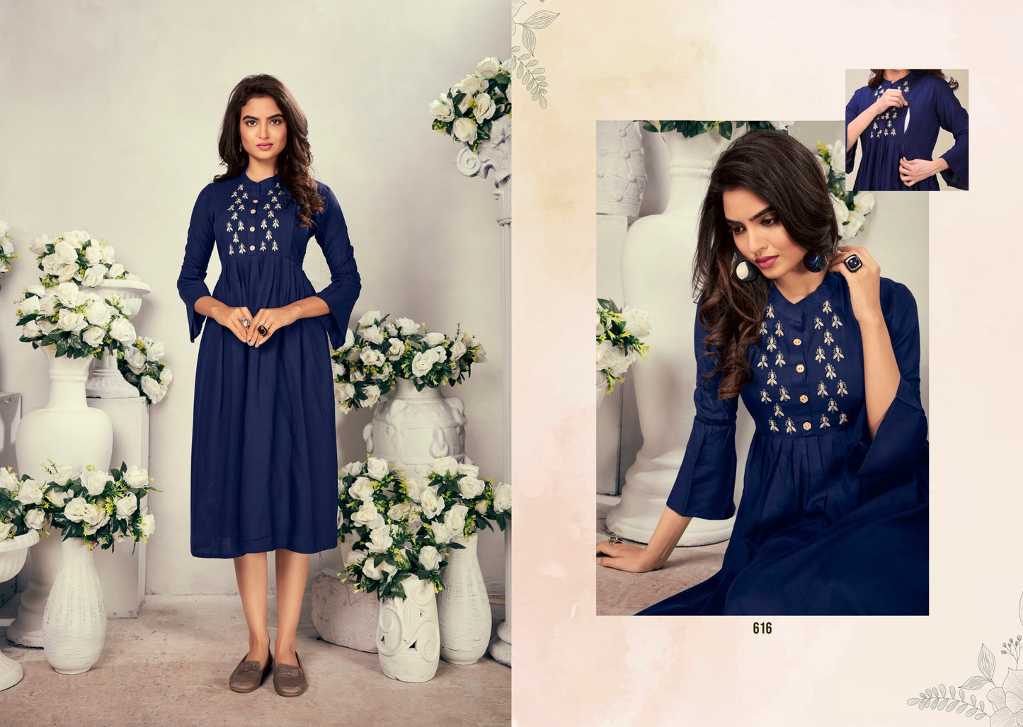 ZEEKHA  Flared Designer Kurti For beautiful Girls And women (Blue)