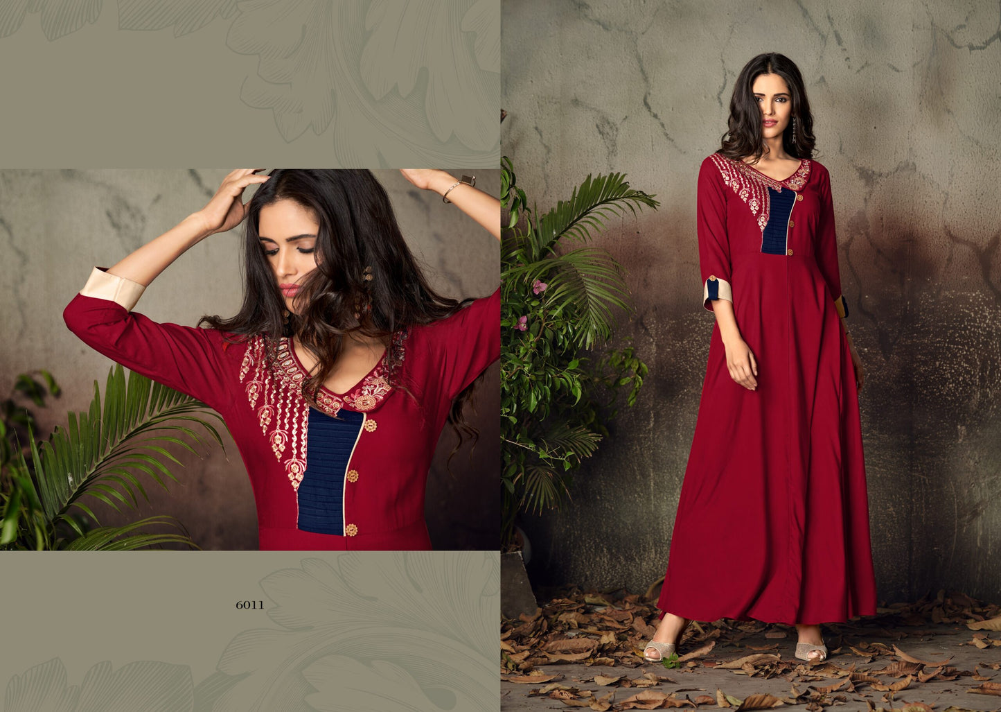 zeekha flared designer long kurti for beautiful girls and women (maroon)