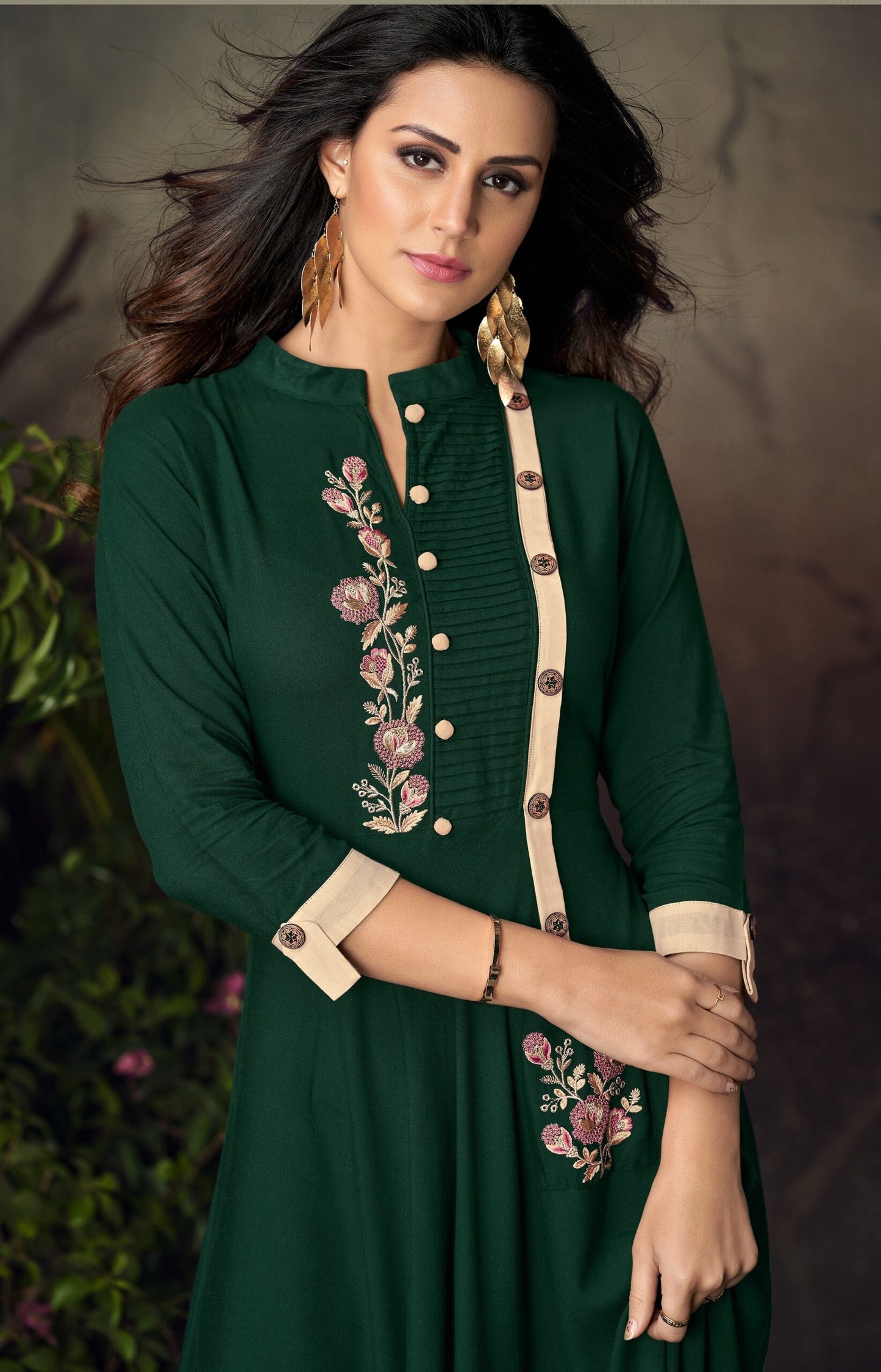 zeekha flared designer long kurti for beautiful girls and women (green)