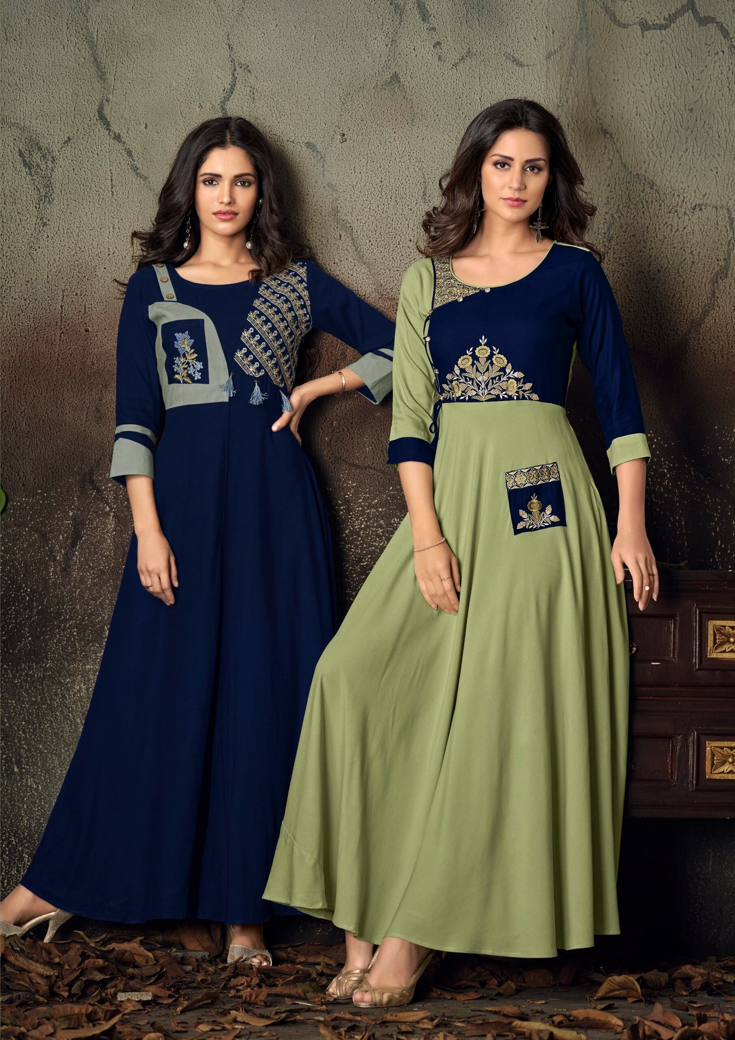 zeekha flared designer long kurti for beautiful girls and women (Pista)