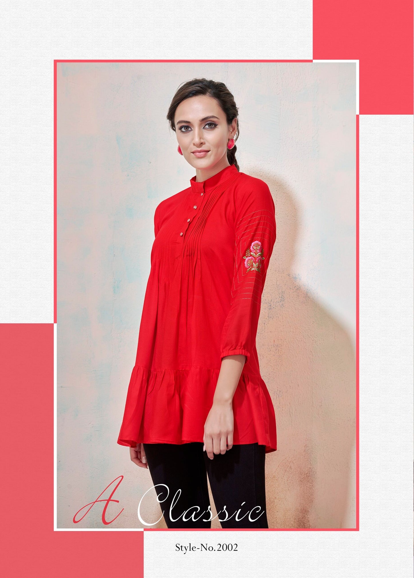 zeekha casual ready to wear regular wome tunic top (red)