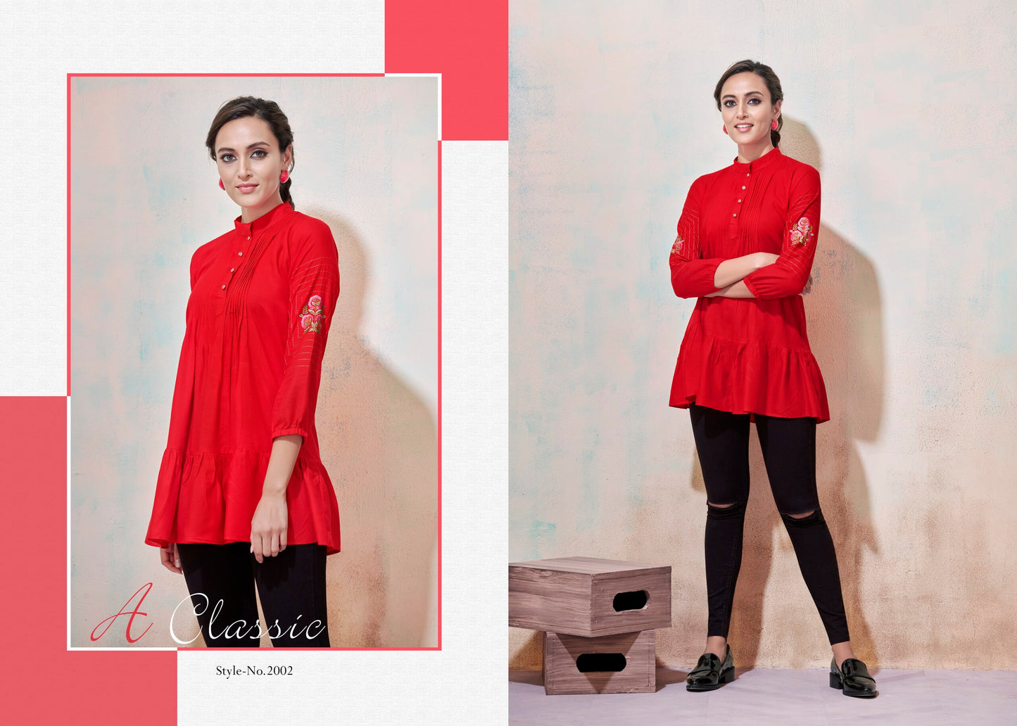 zeekha casual ready to wear regular wome tunic top (red)