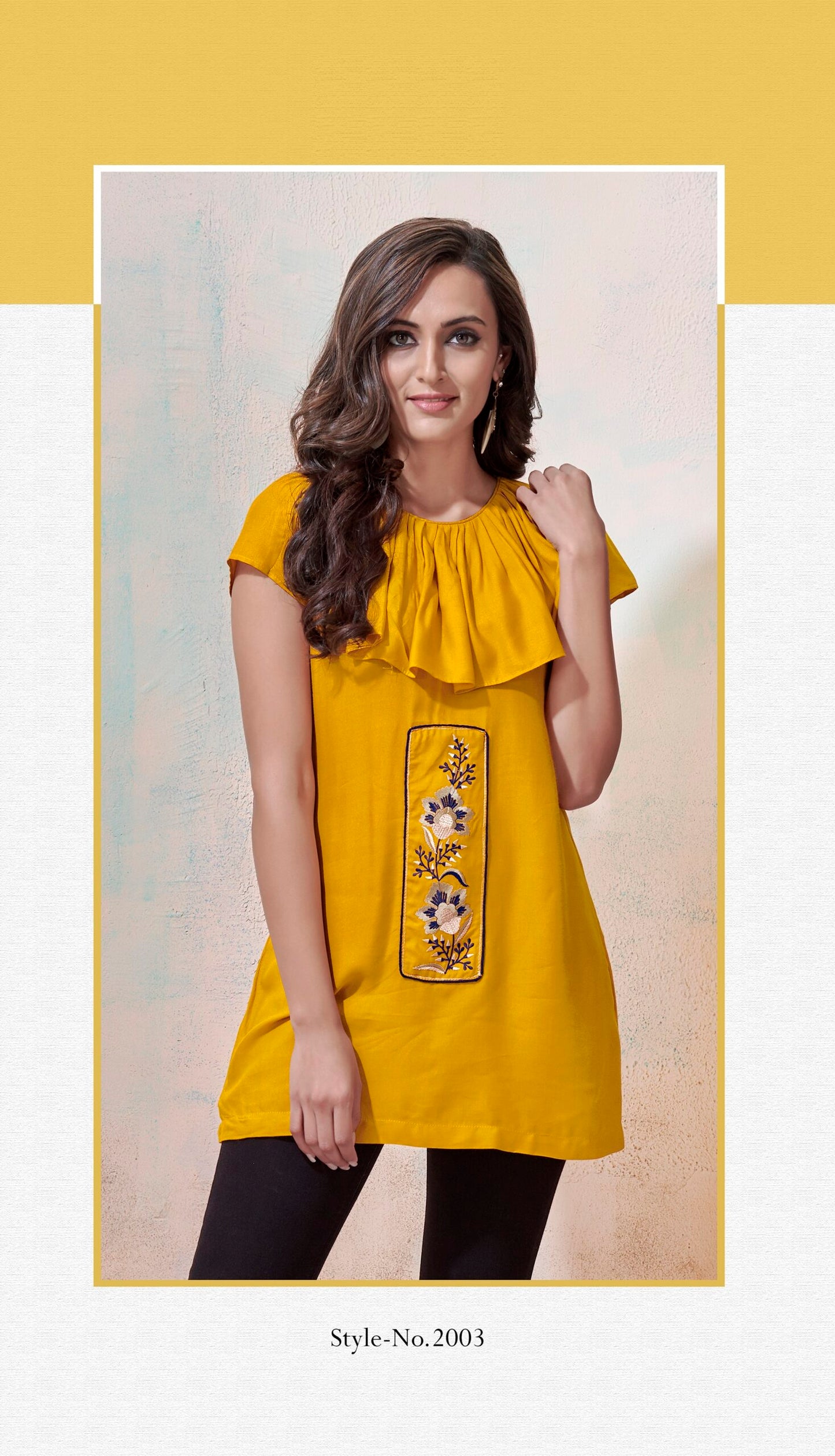 zeekha casual ready to wear regular wome tunic top (mustard)