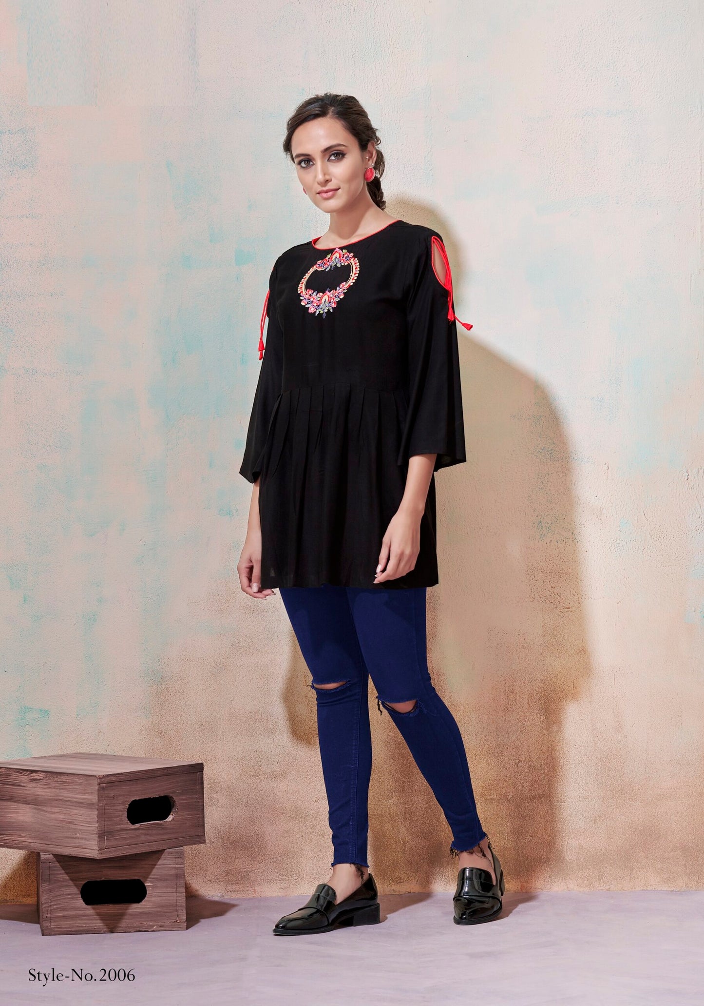 zeekha casual ready to wear regular wome tunic top (black)