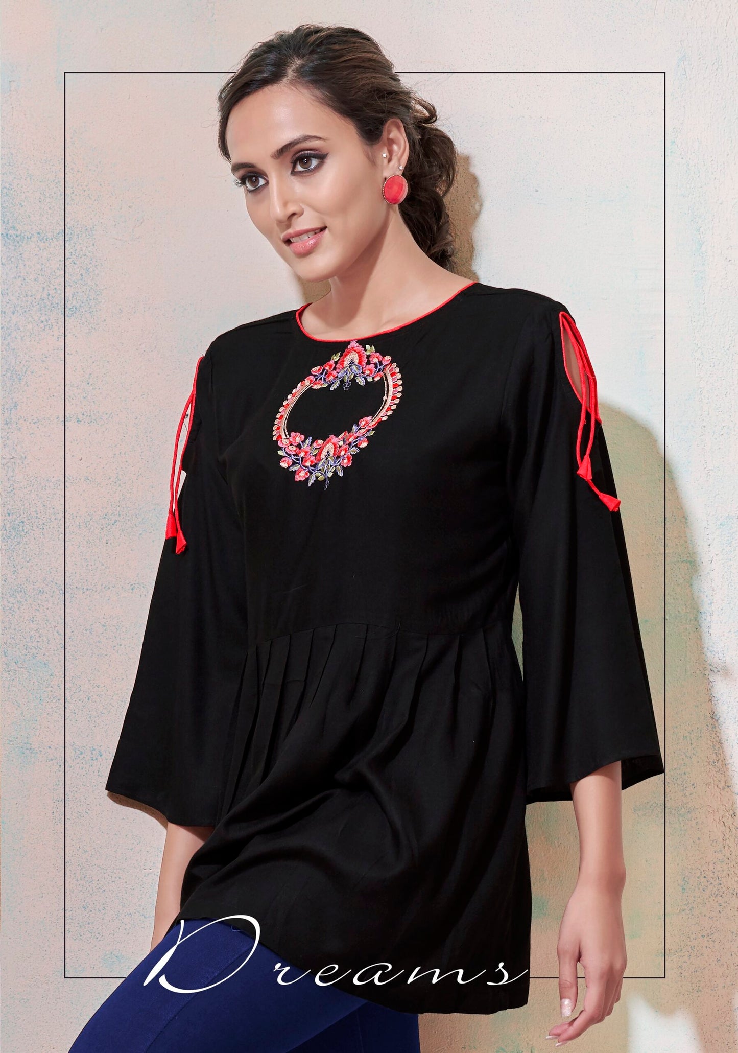 zeekha casual ready to wear regular wome tunic top (black)