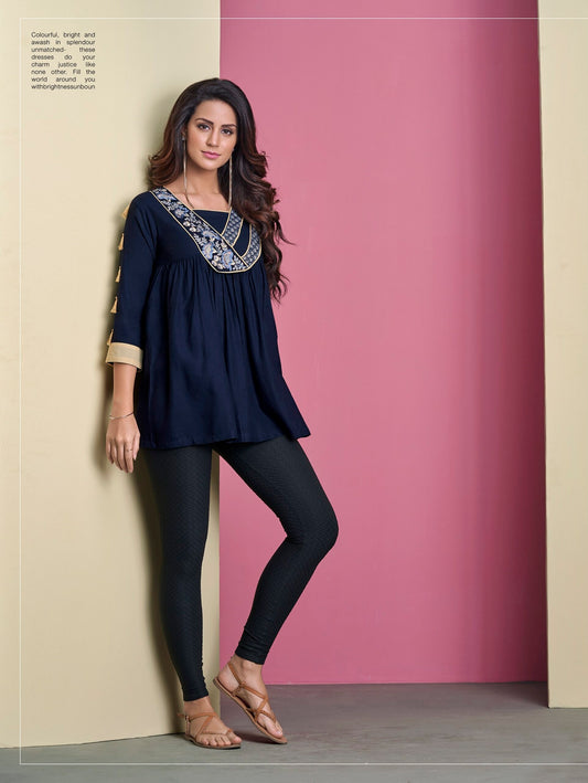 zeekha casual ready to wear regular wome tunic top (blue)