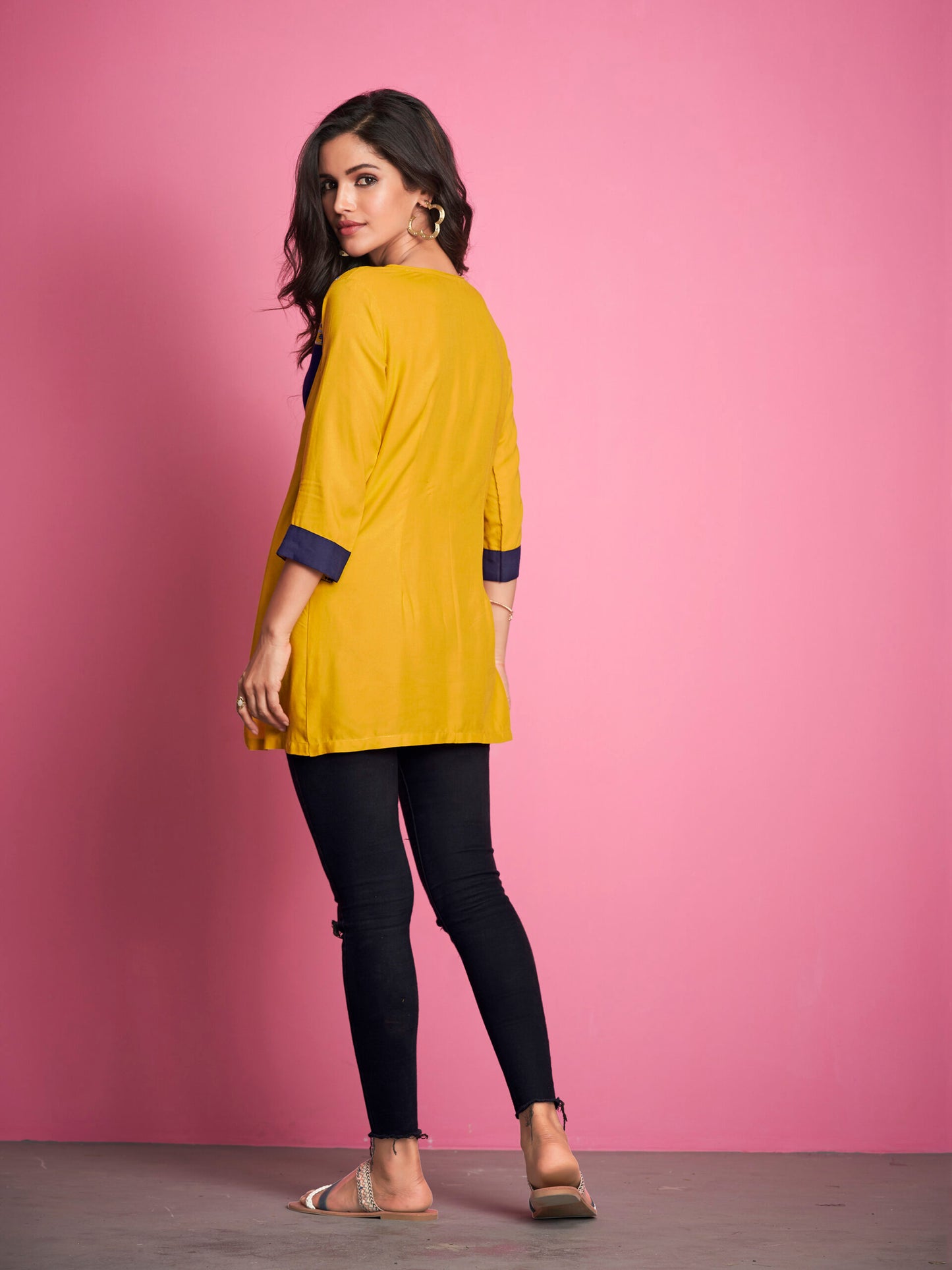 zeekha casual ready to wear regular wome tunic top (mustard)