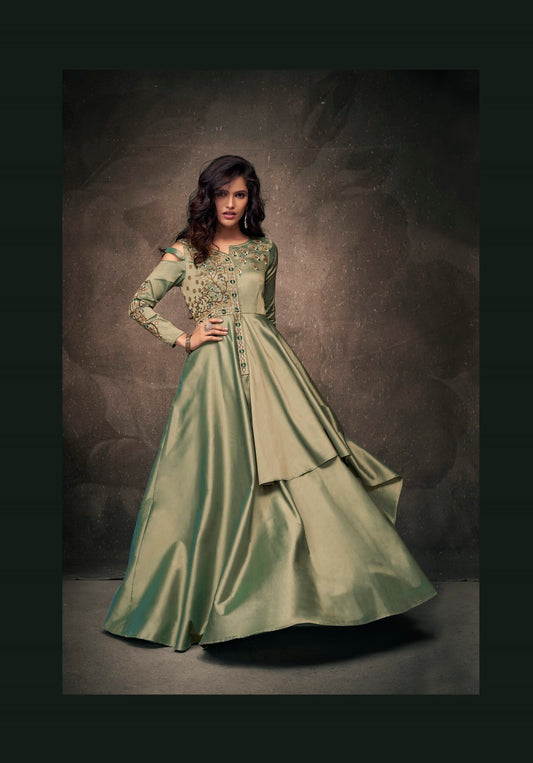 zeekha designer premium quality gown for womens (green)