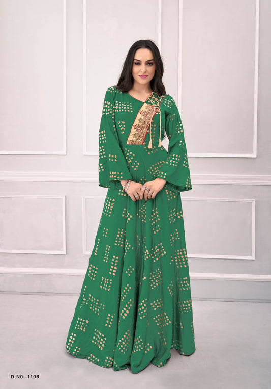 zeekha designer premium quality gown for womens (green)