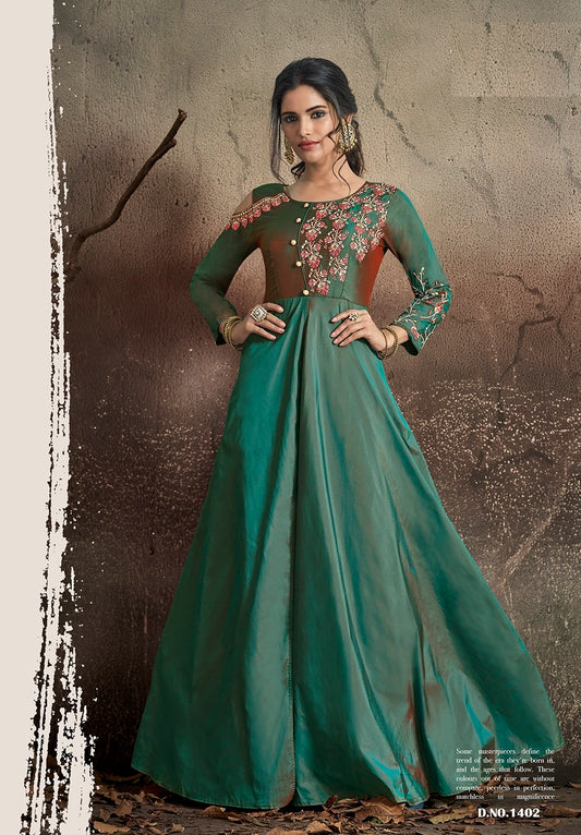 zeekha designer premium quality gown for womens (green)