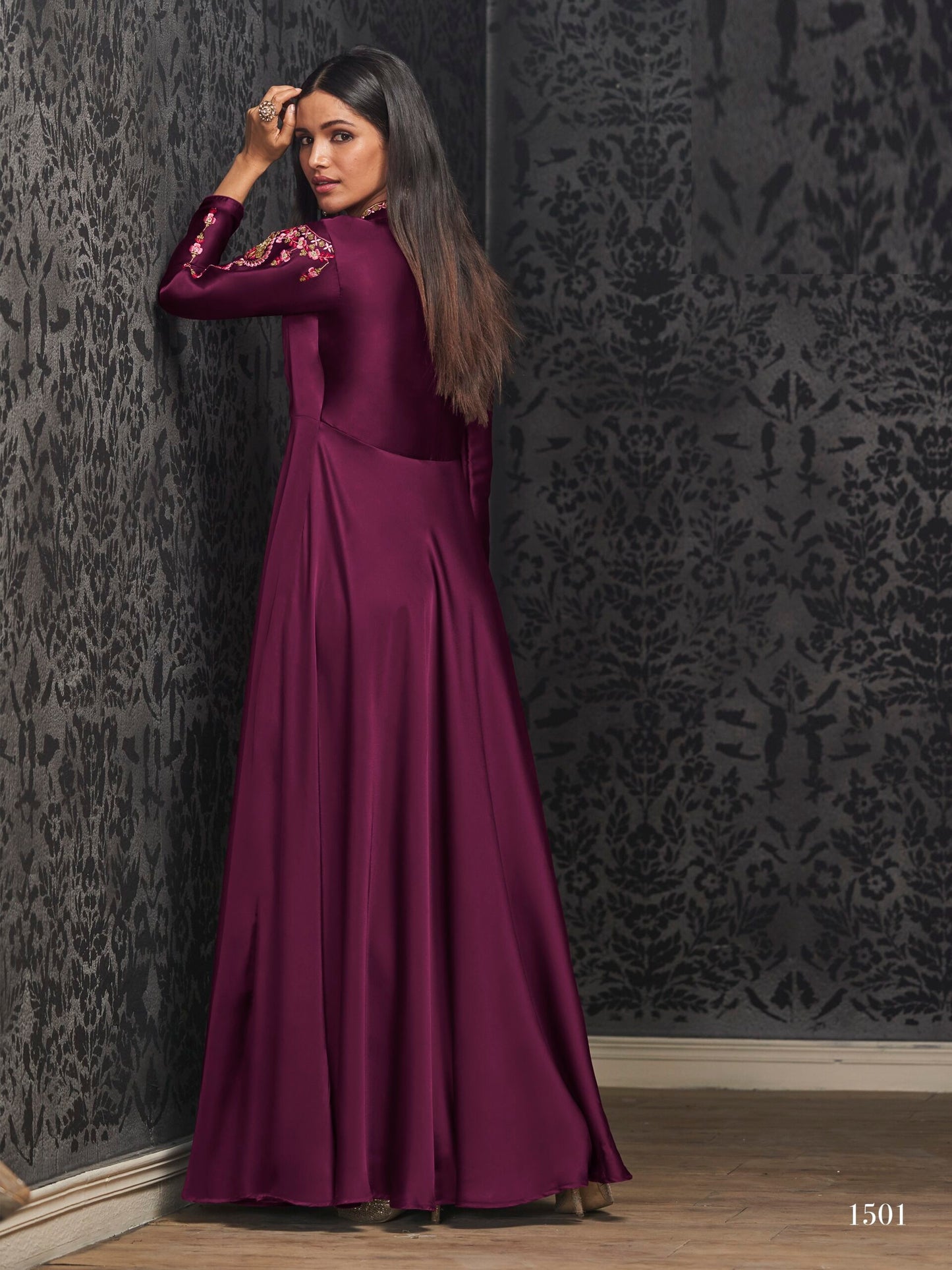 zeekha designer premium quality gown for beautiful Girls And women (wine)